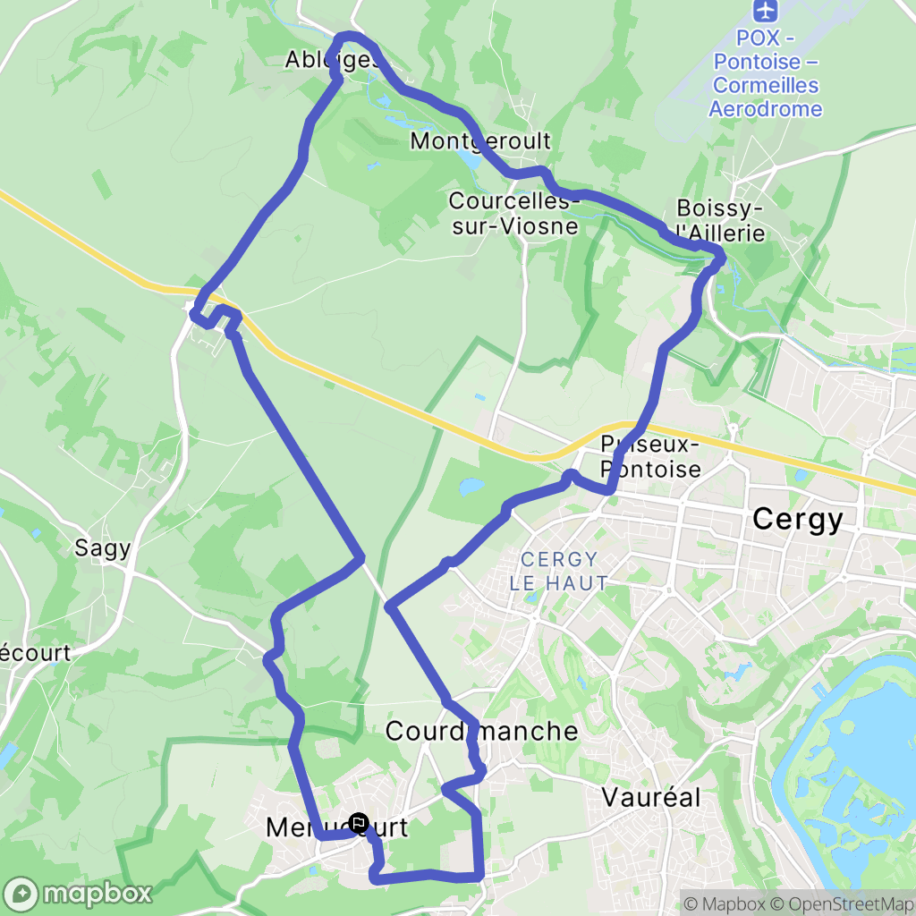 Menucourt : carte du parcours de randonnée - France