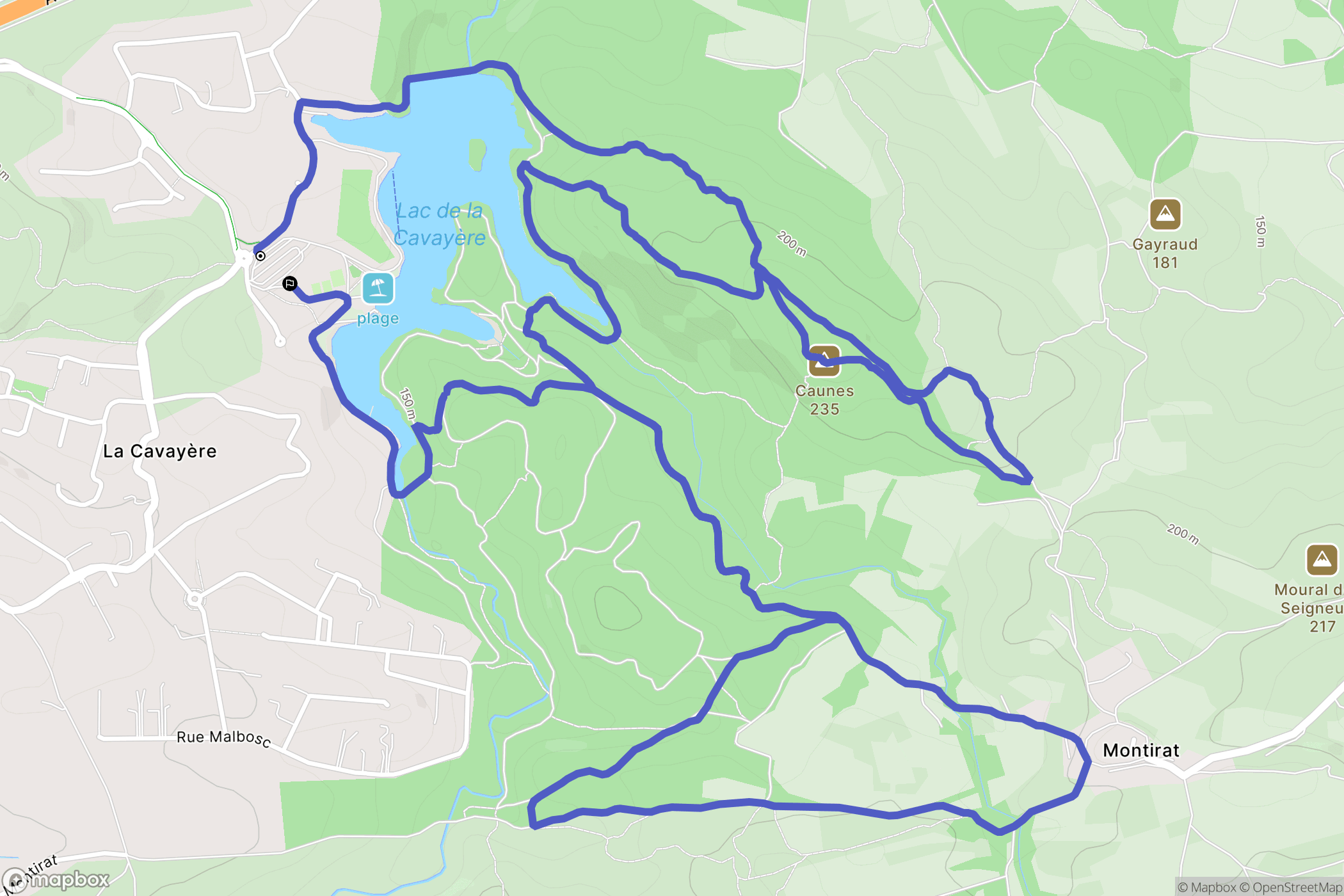 Carcassonne : carte du parcours de randonnée - France