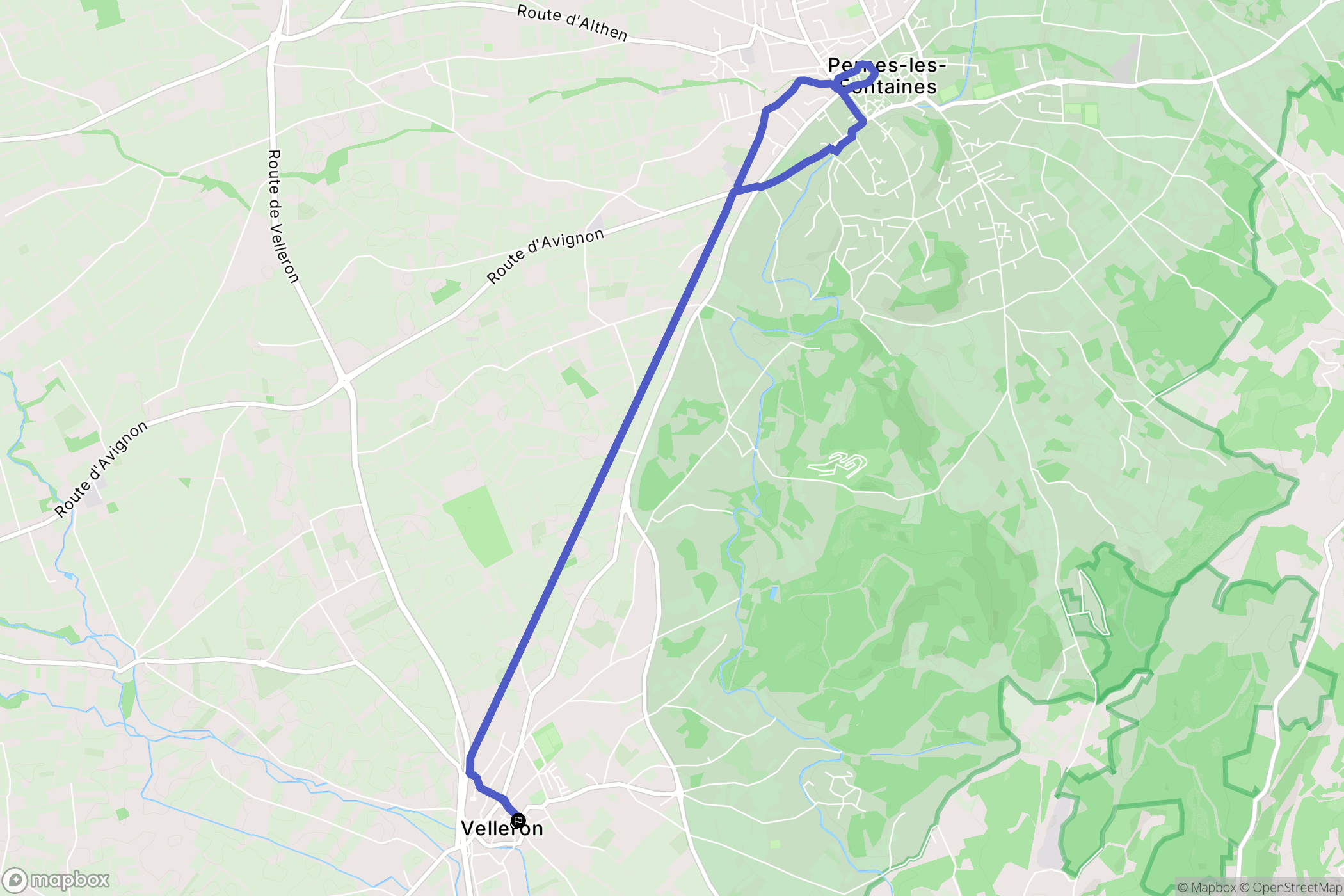 Velleron : carte du parcours de randonnée - France