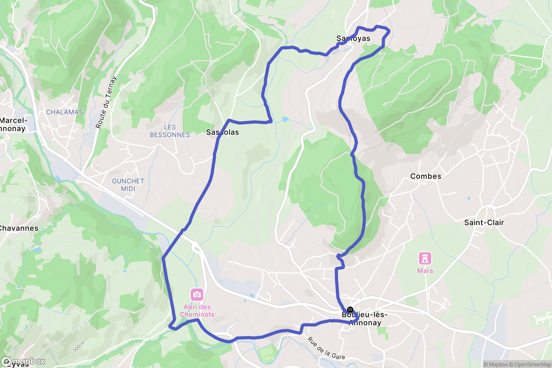 Boulieu-lès-Annonay : carte du parcours de randonnée - France