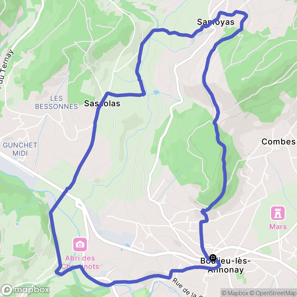 Boulieu-lès-Annonay : carte du parcours de randonnée - France