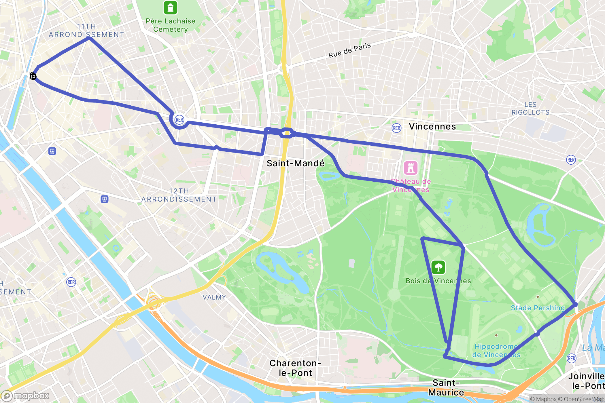Paris : carte du parcours de randonnée - France