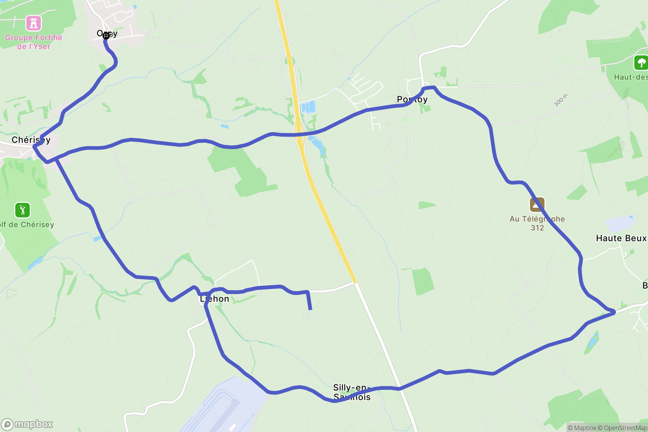 Orny : carte du parcours de randonnée - France
