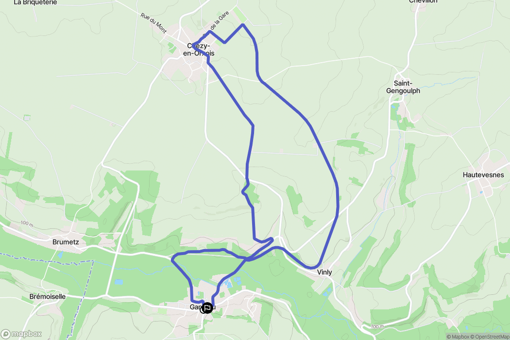 Gandelu : carte du parcours de randonnée - France