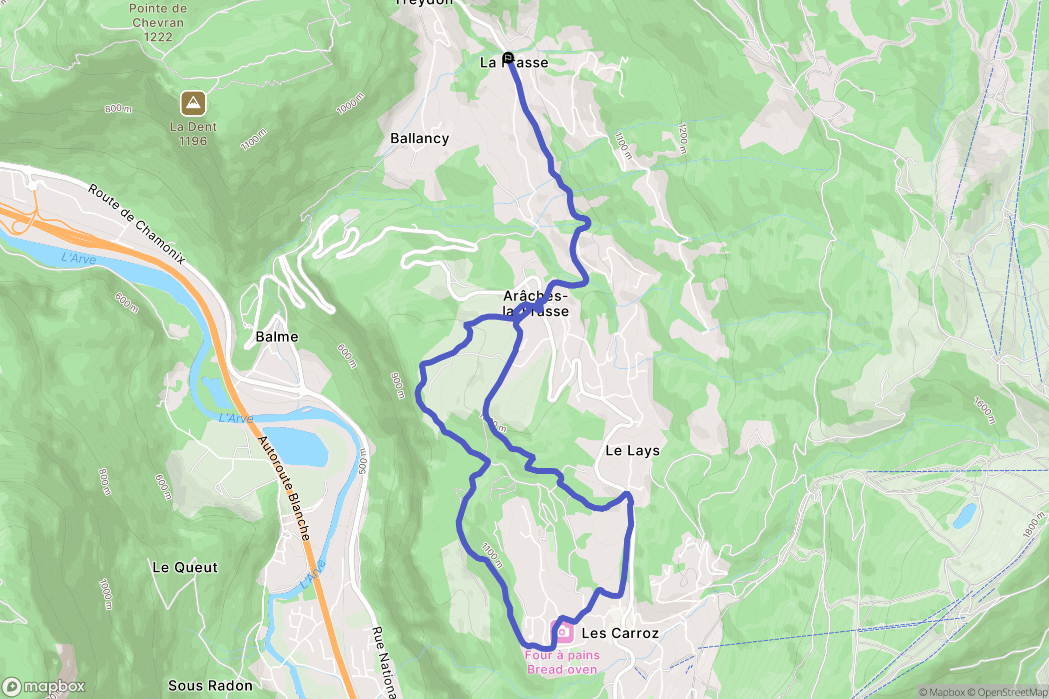 Arâches-la-Frasse : carte du parcours de randonnée - France