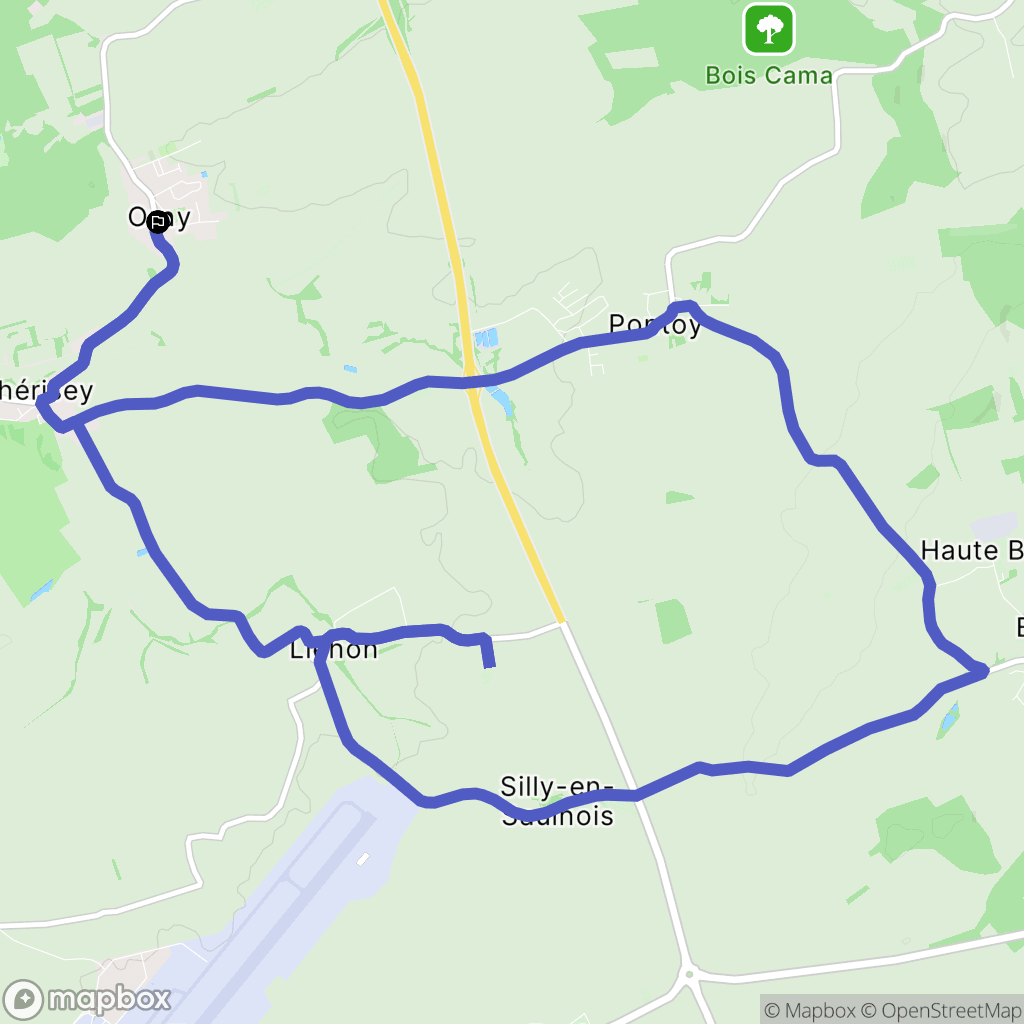 Orny : carte du parcours de randonnée - France