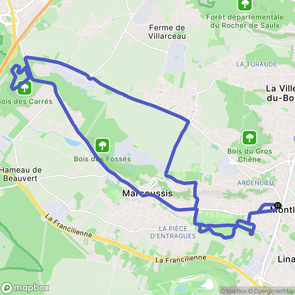 Montlhéry : carte du parcours de randonnée - France