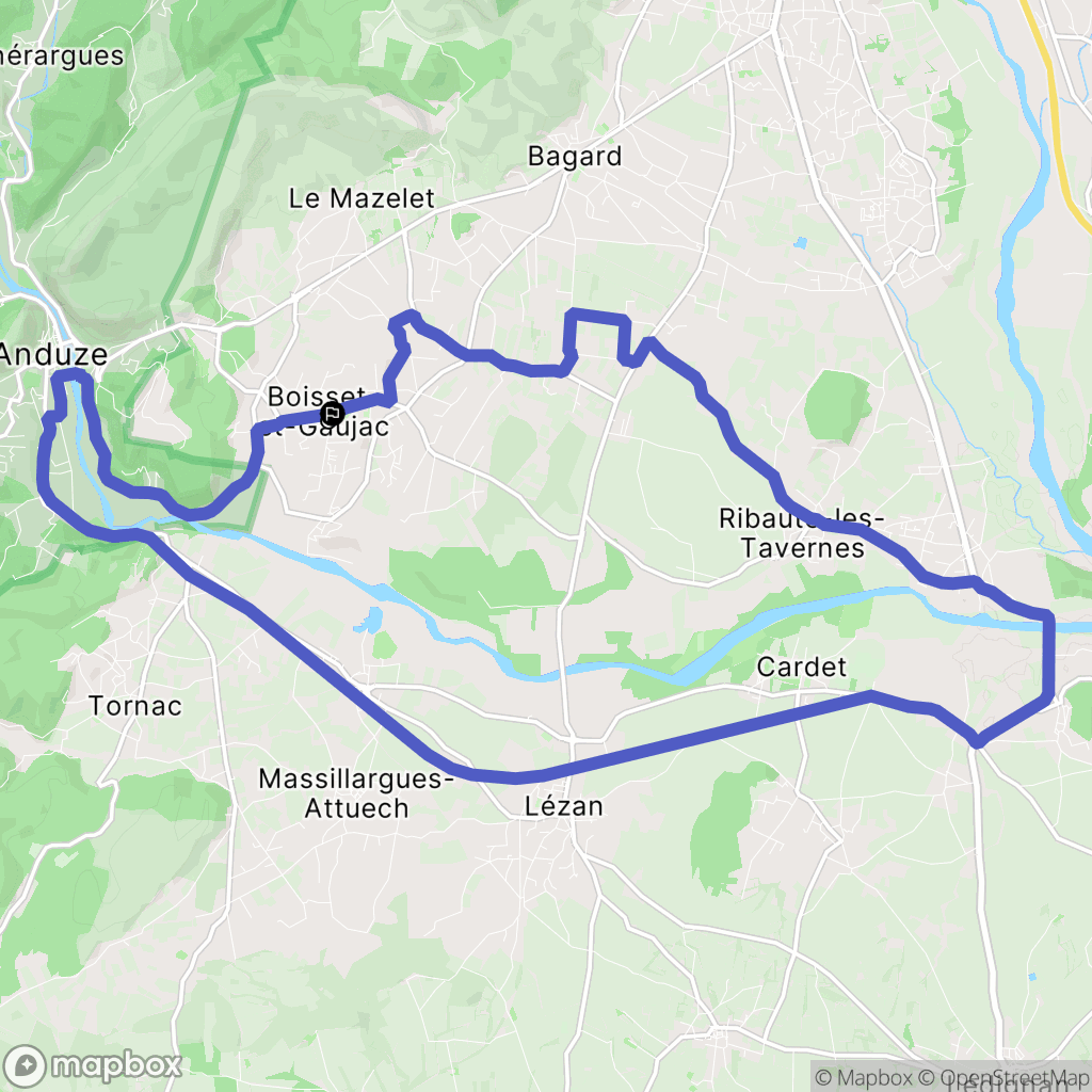 Boisset-et-Gaujac : carte du parcours de randonnée - France