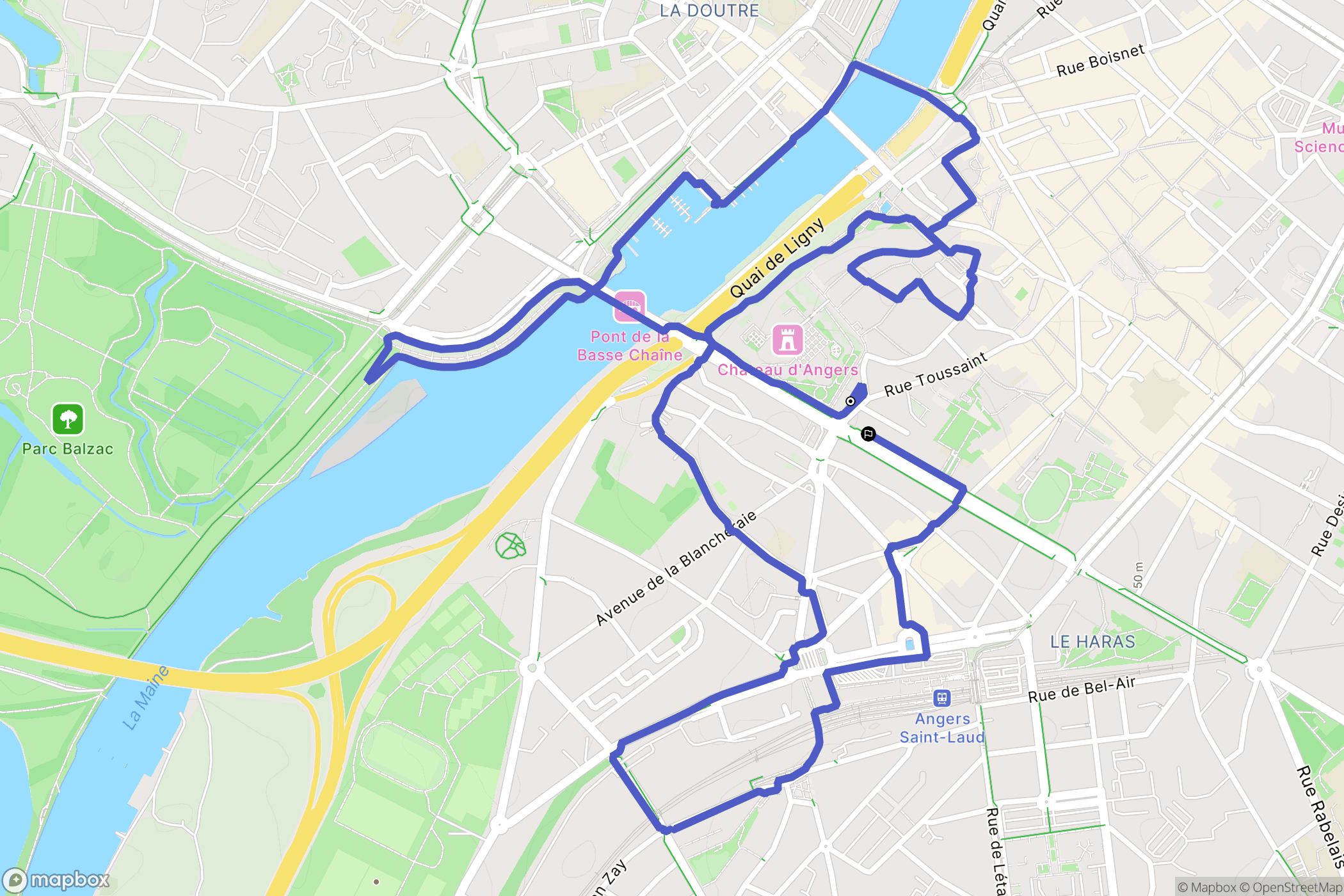 Angers : carte du parcours de randonnée - France