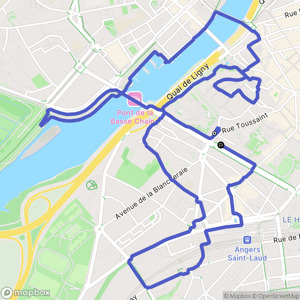 Angers : carte du parcours de randonnée - France
