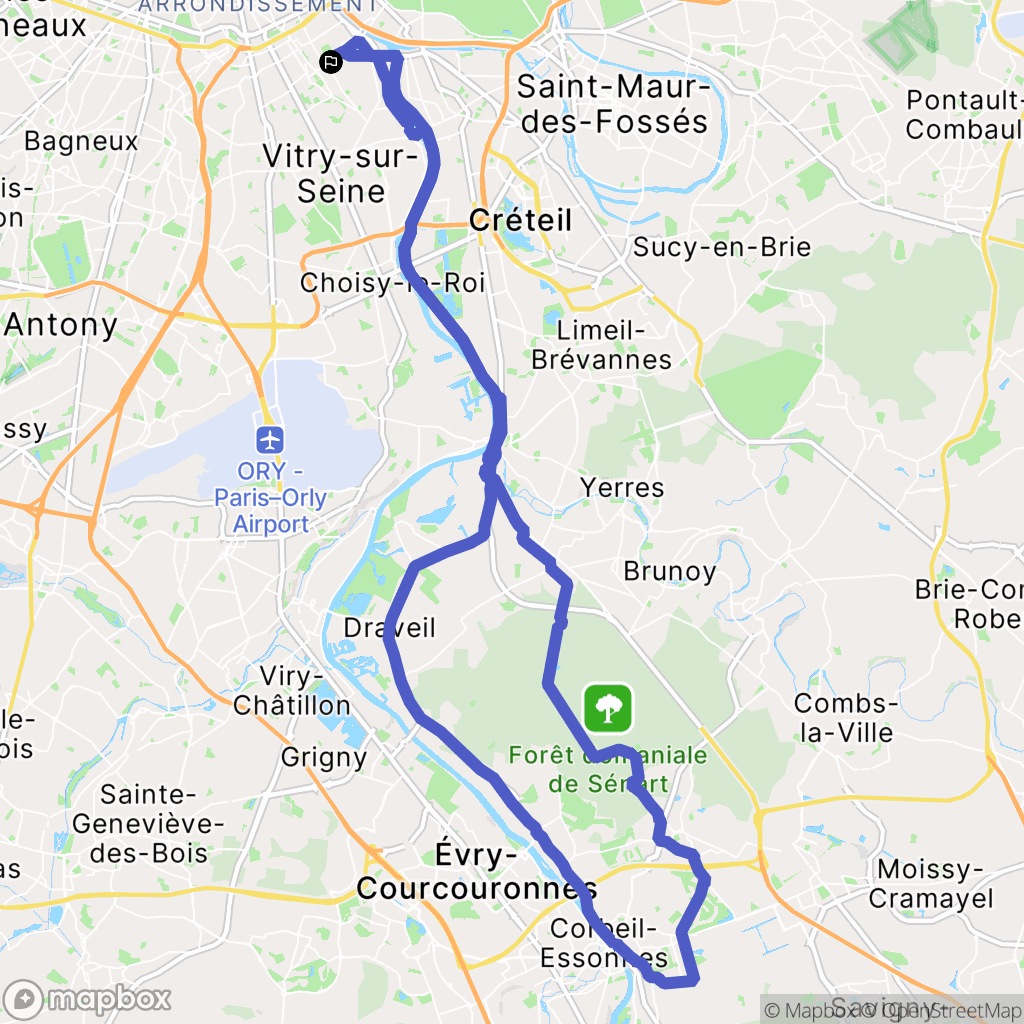 Ivry-sur-Seine : carte du parcours de randonnée - France