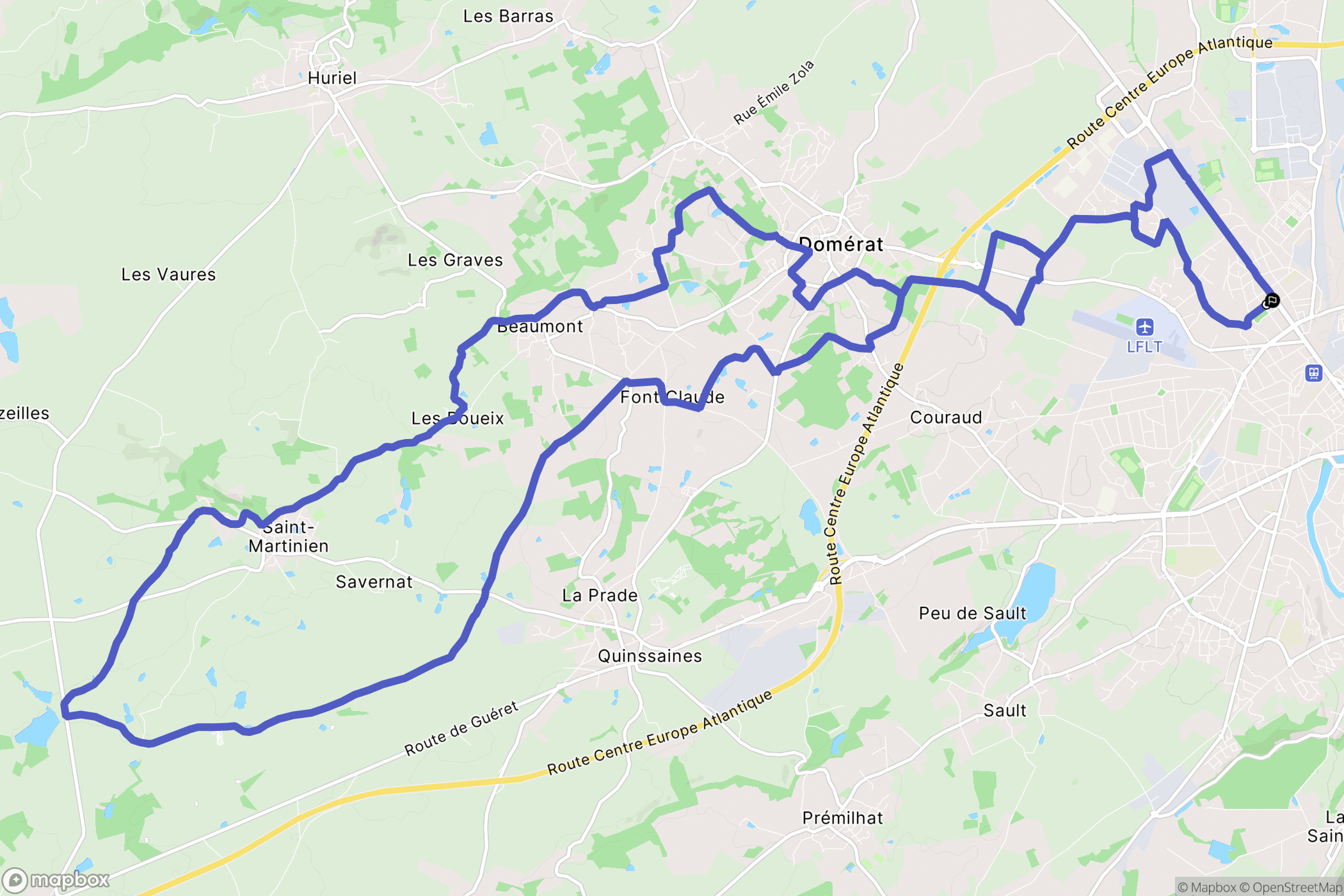 Montluçon : carte du parcours de randonnée - France