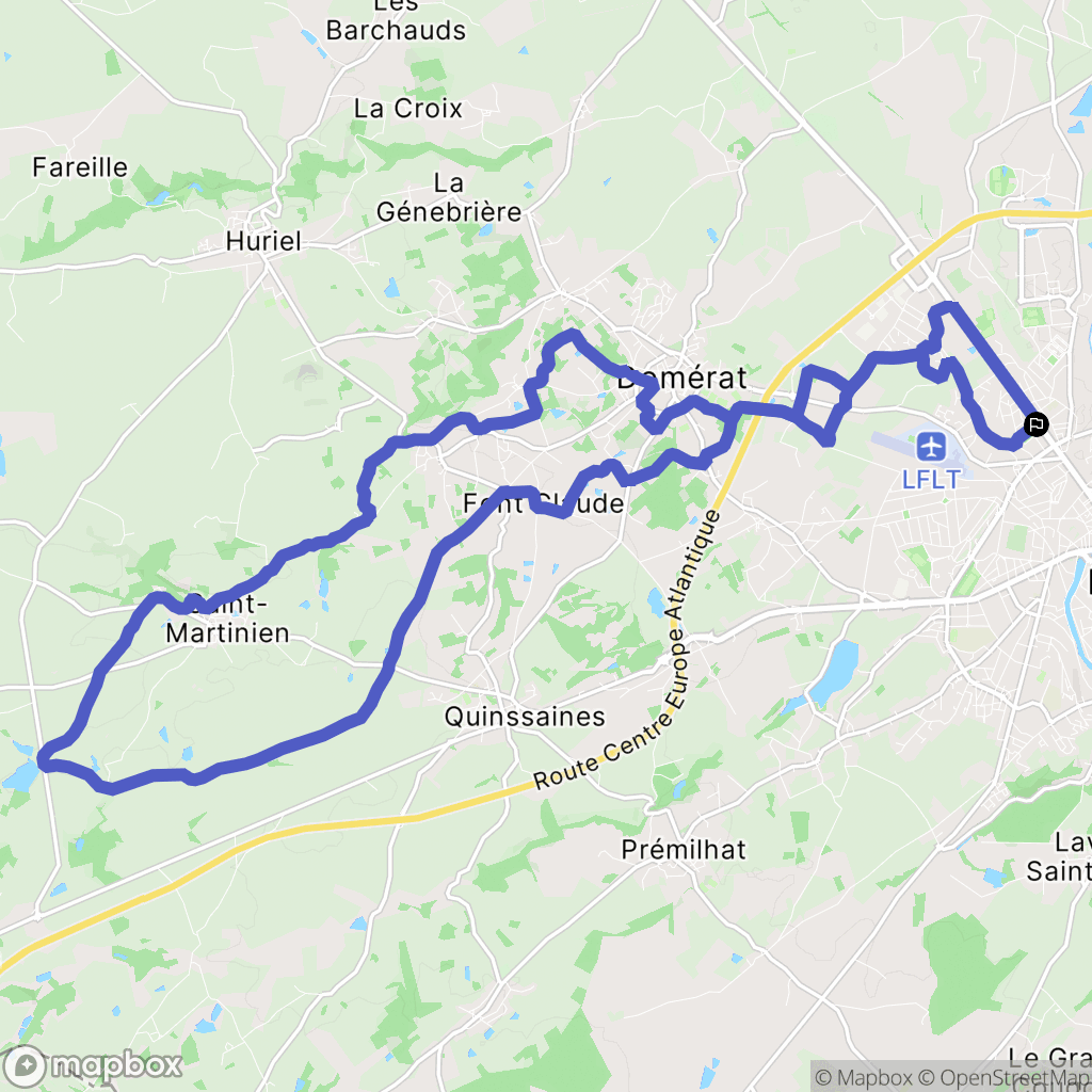 Montluçon : carte du parcours de randonnée - France