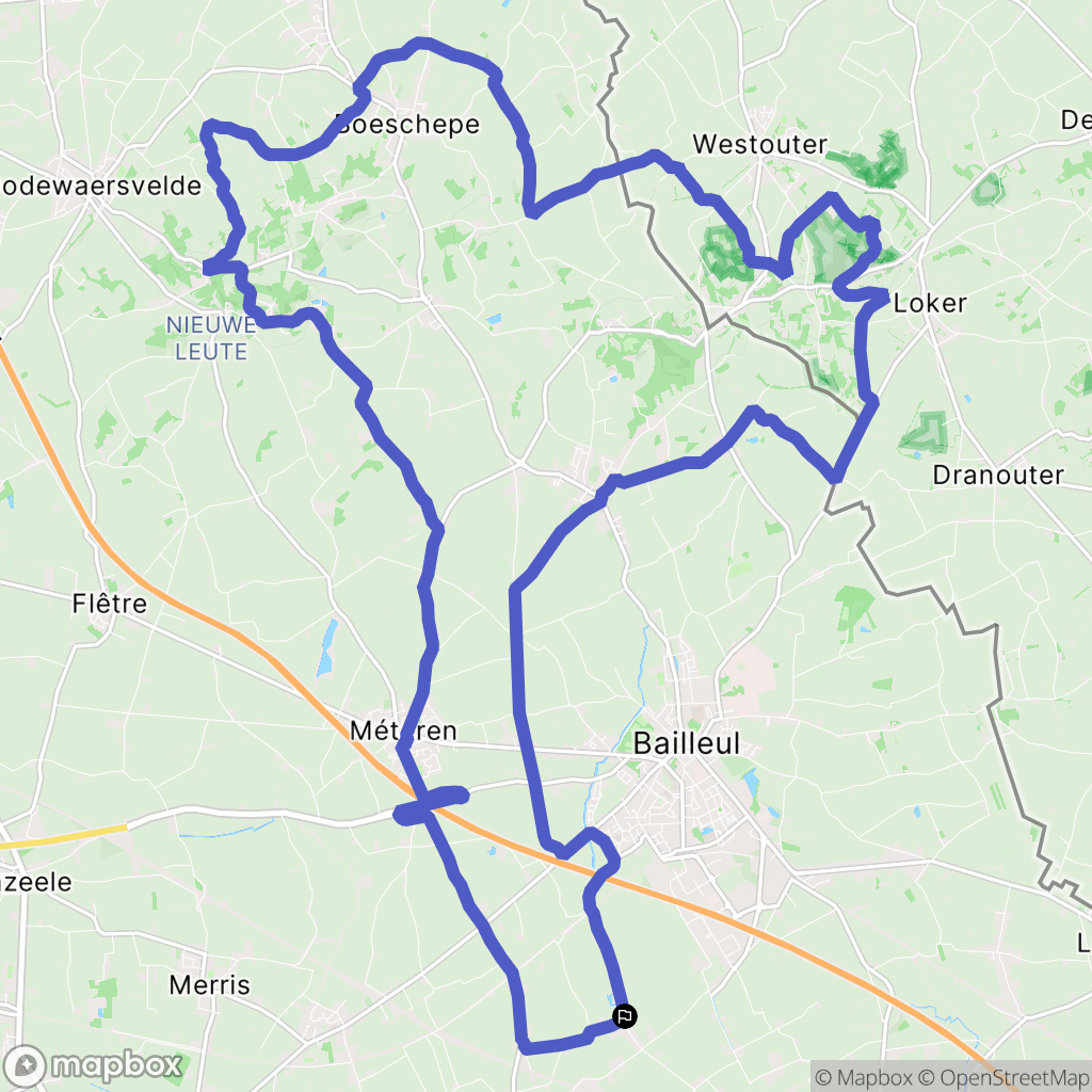 Bailleul : carte du parcours de randonnée - France