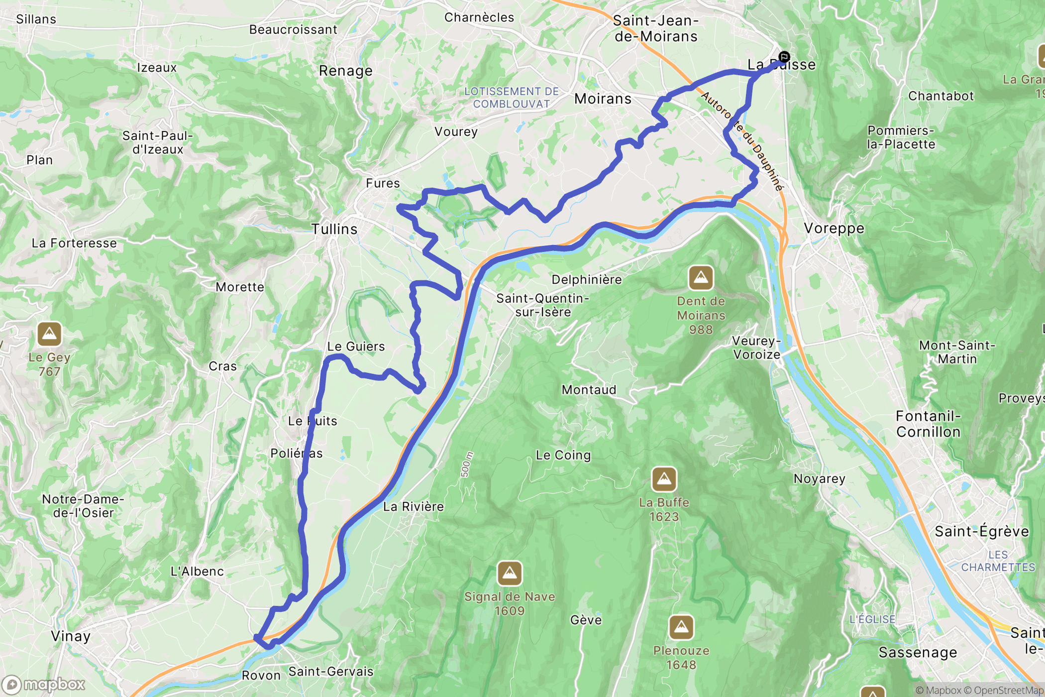 La Buisse : carte du parcours de randonnée - France
