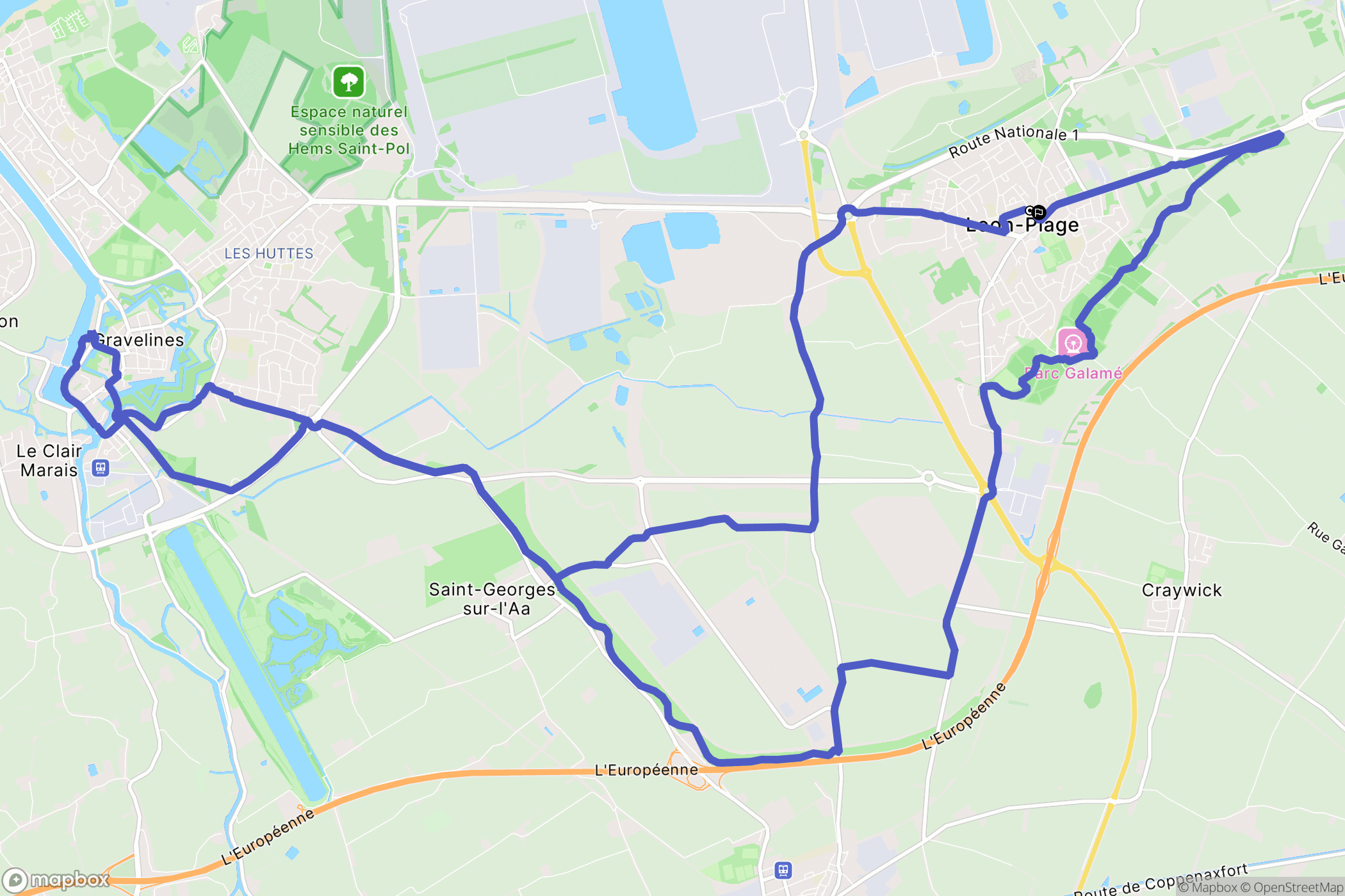 Loon-Plage : carte du parcours de randonnée - France
