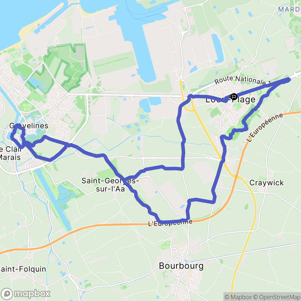 Loon-Plage : carte du parcours de randonnée - France
