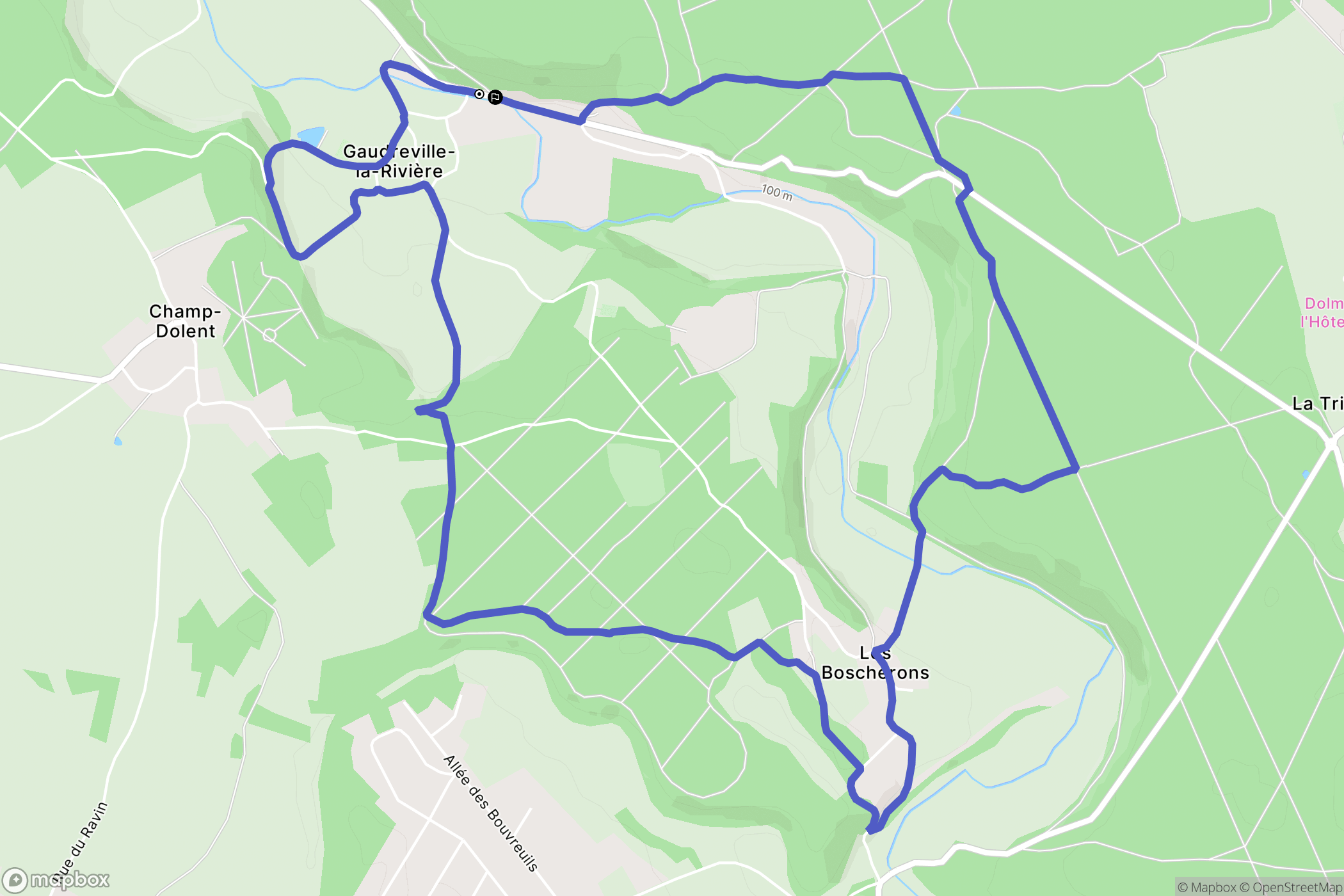 Gaudreville-la-Rivière : carte du parcours de randonnée - France