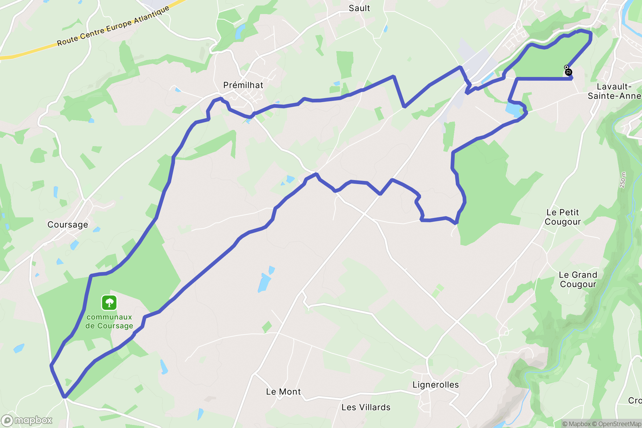Lavault-Sainte-Anne : carte du parcours de randonnée - France