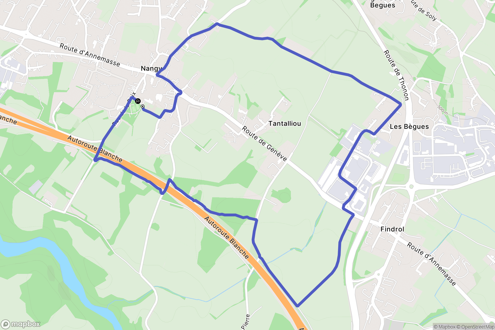Nangy : carte du parcours de randonnée - France
