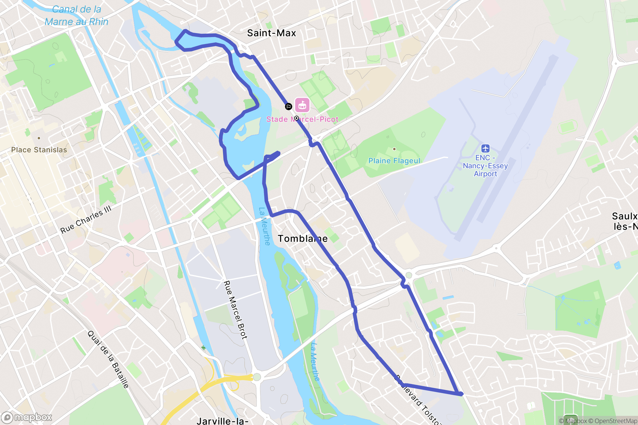 Tomblaine : carte du parcours de randonnée - France