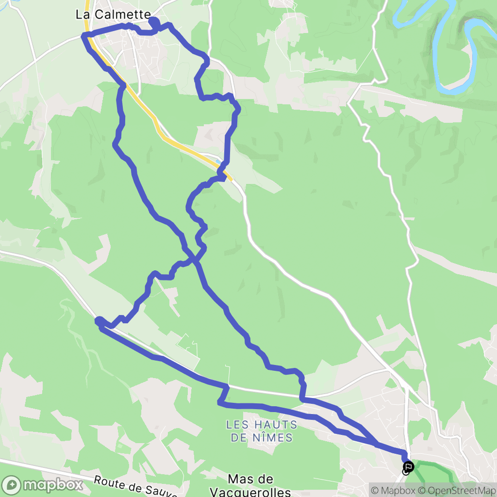 Nîmes : carte du parcours de randonnée - France