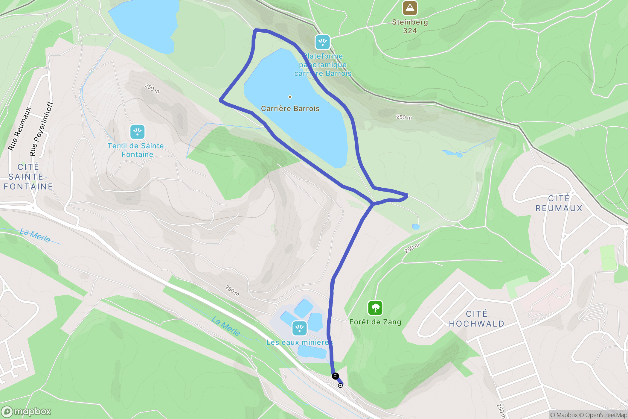Freyming-Merlebach : carte du parcours de randonnée - France