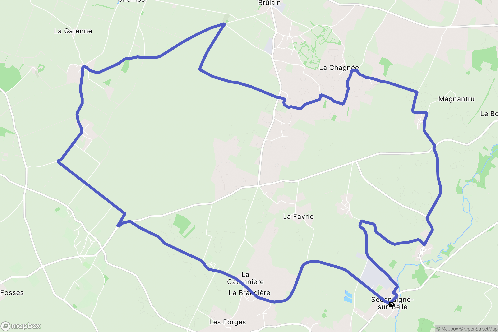 Secondigné-sur-Belle : carte du parcours de randonnée - France