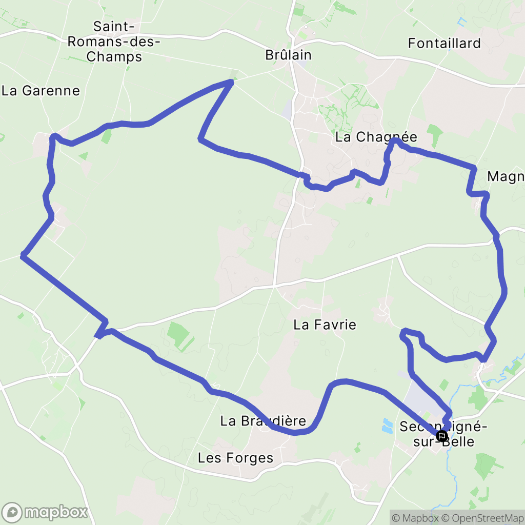 Secondigné-sur-Belle : carte du parcours de randonnée - France