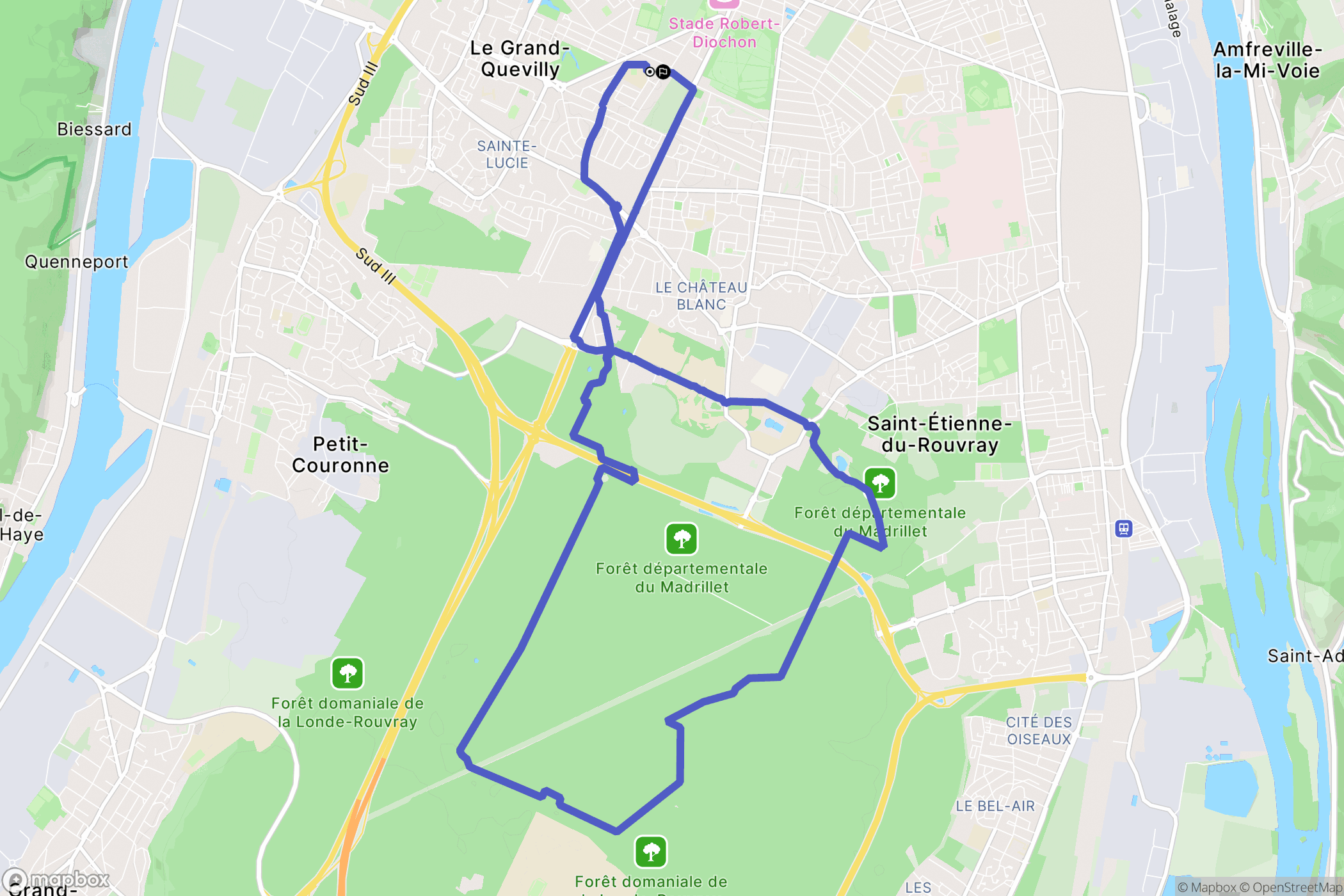Le Grand-Quevilly : carte du parcours de randonnée - France