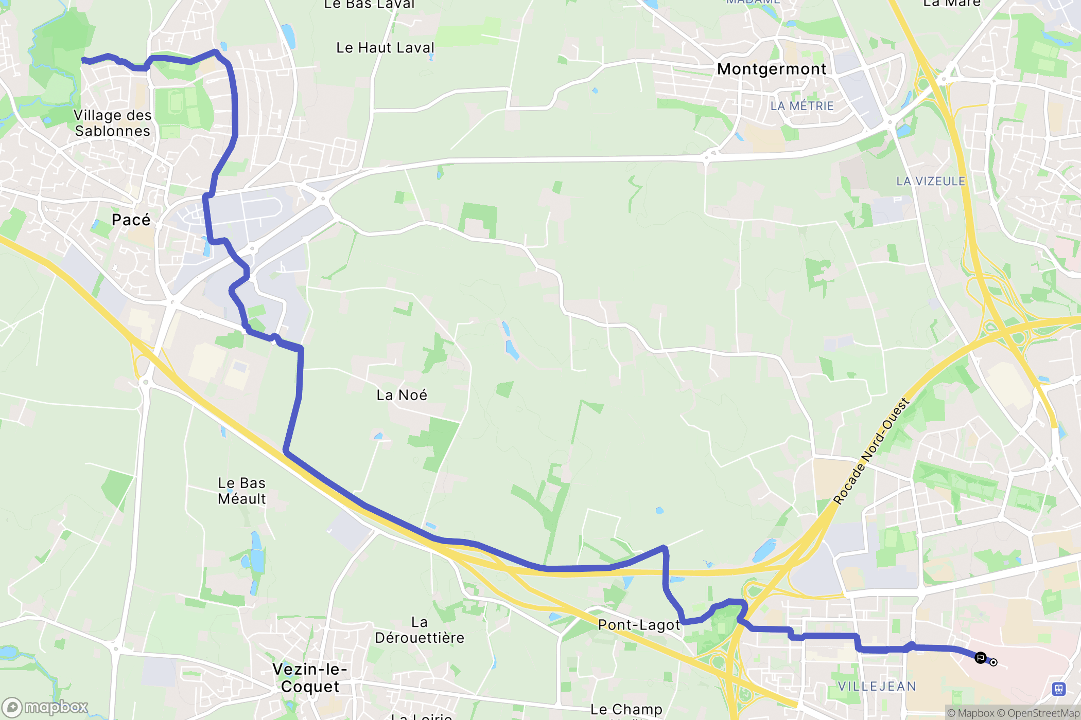 Rennes : carte du parcours de randonnée - France