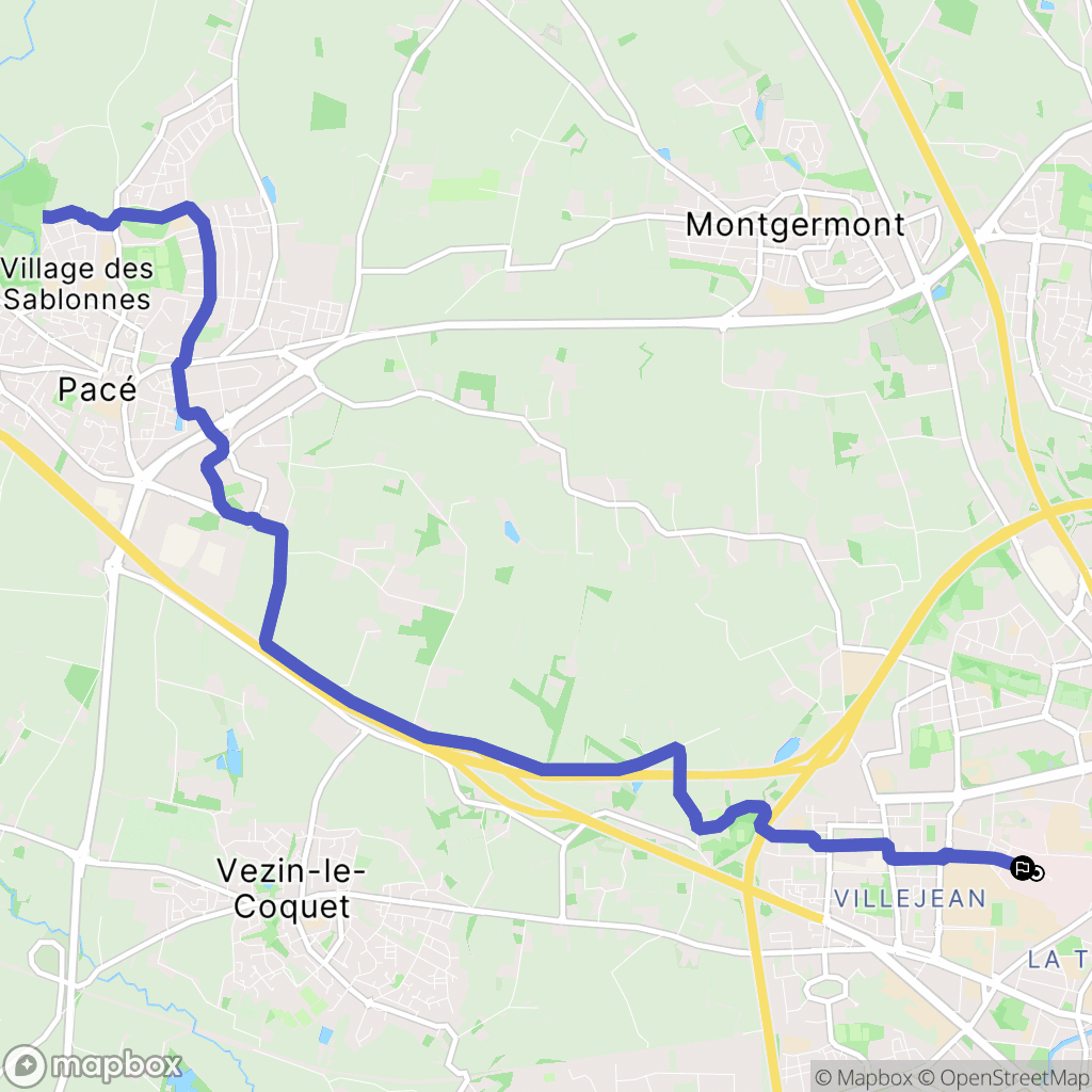 Rennes : carte du parcours de randonnée - France