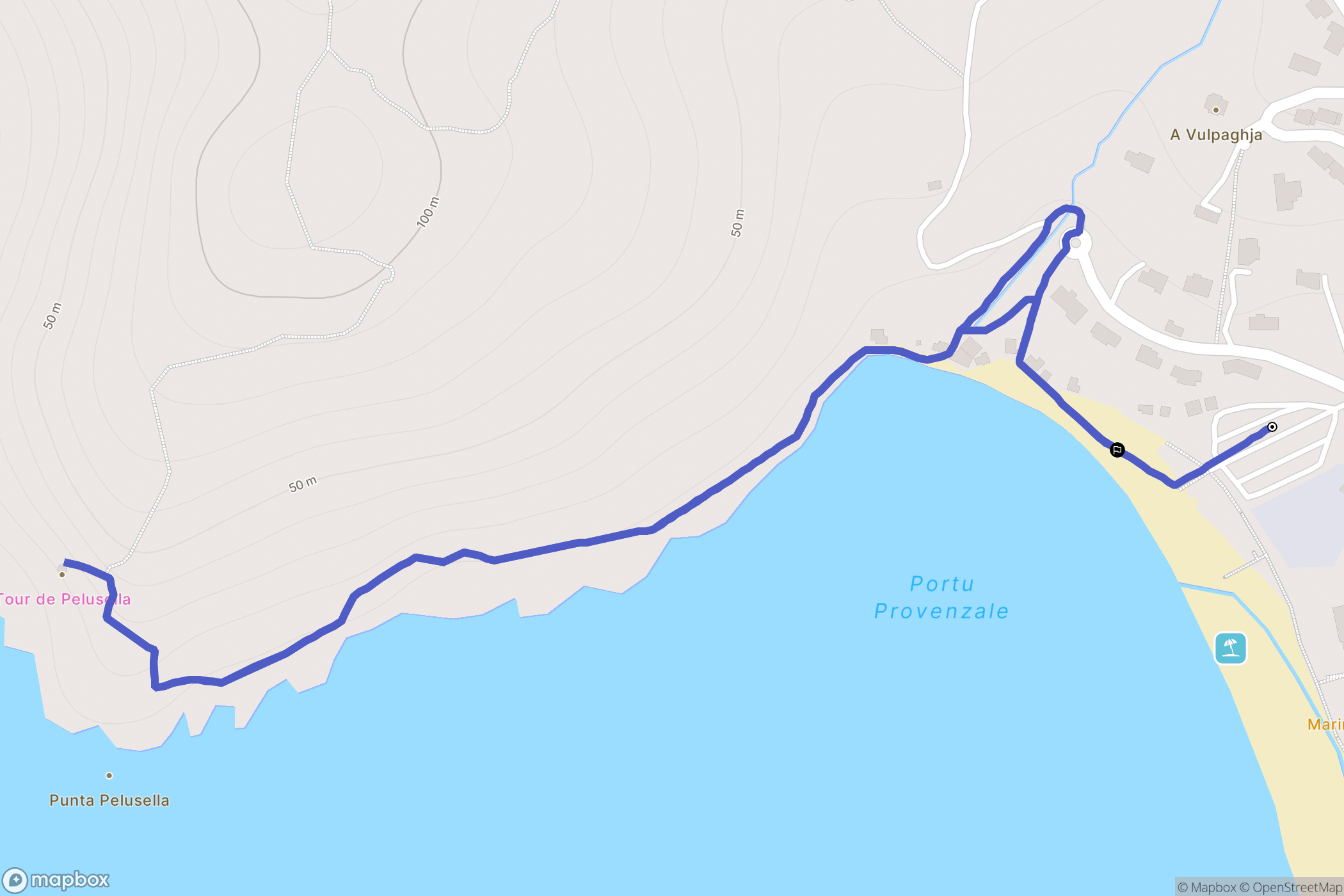 Appietto : carte du parcours de randonnée - France