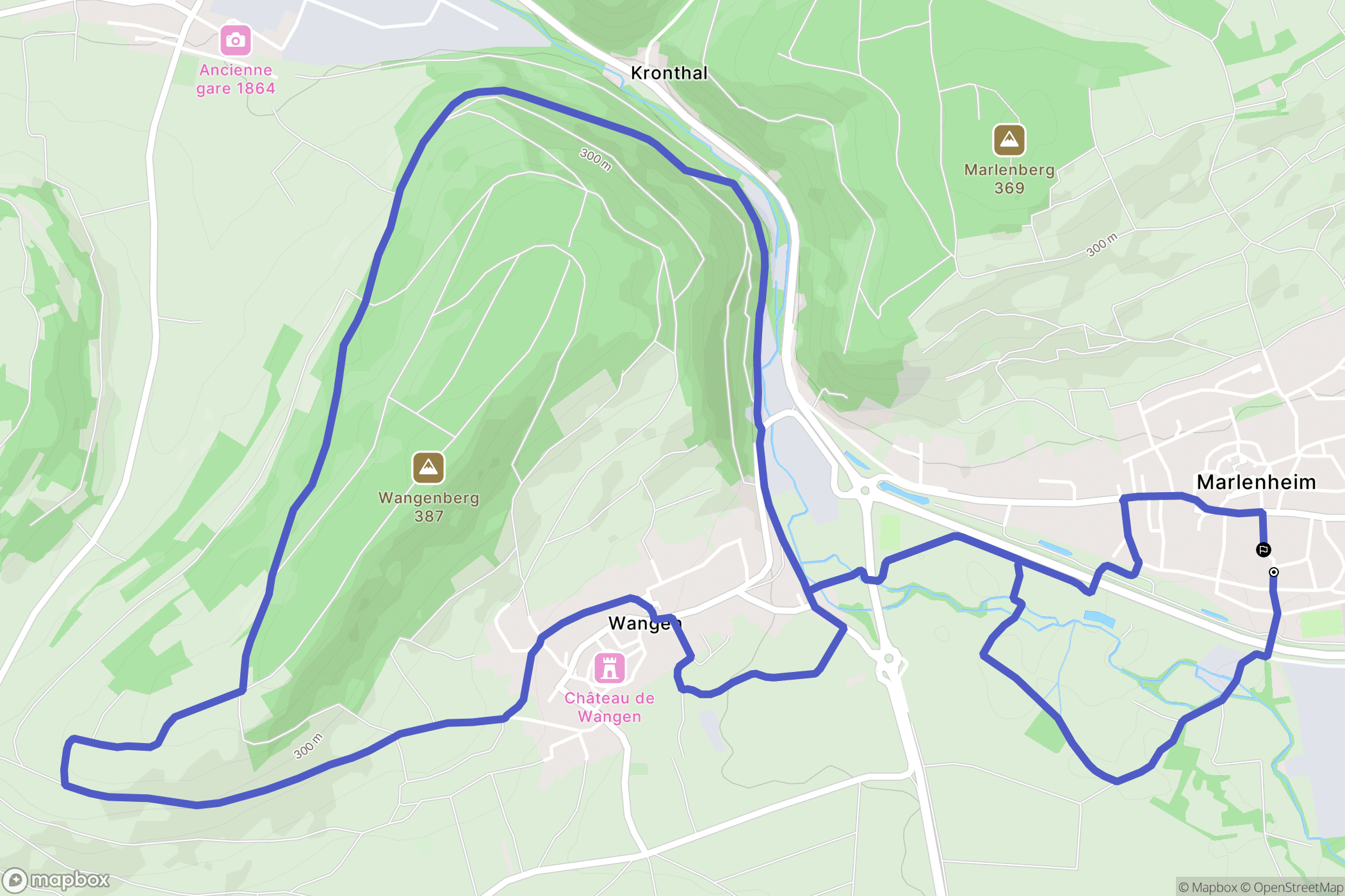 Marlenheim : carte du parcours de randonnée - France
