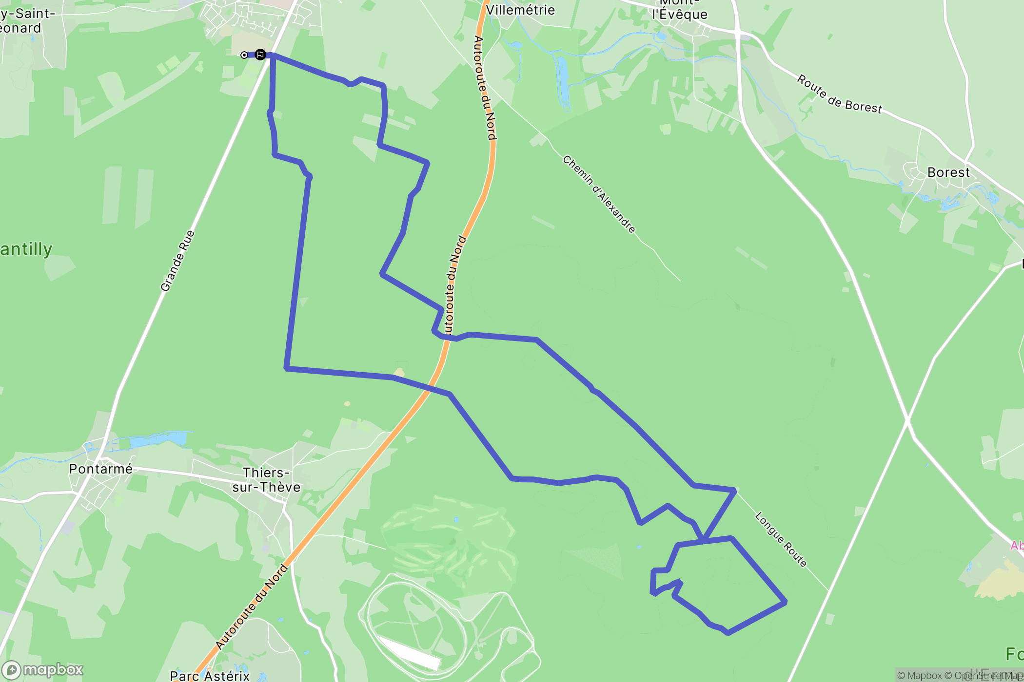 Senlis : carte du parcours de randonnée - France