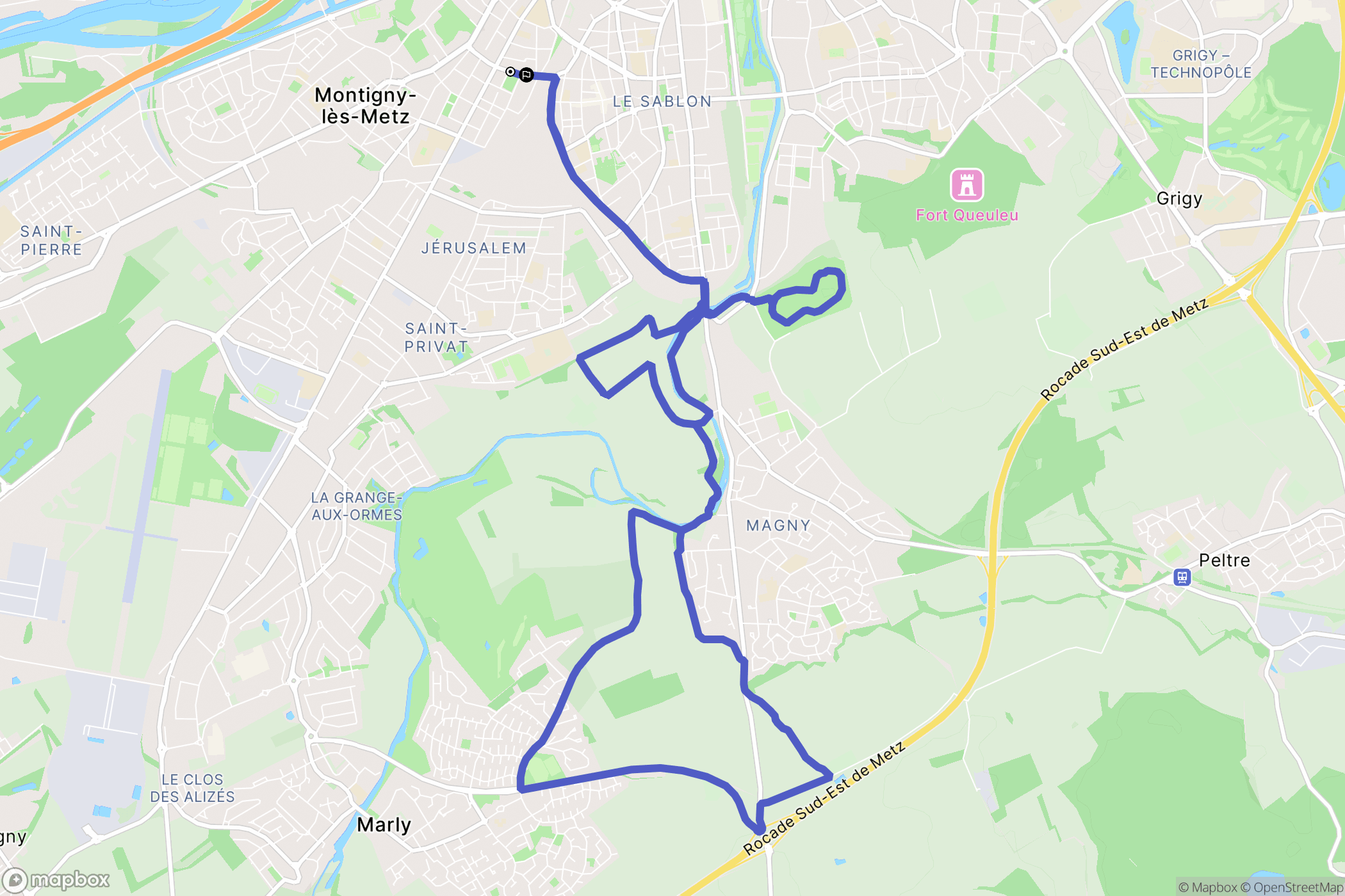 Metz : carte du parcours de randonnée - France