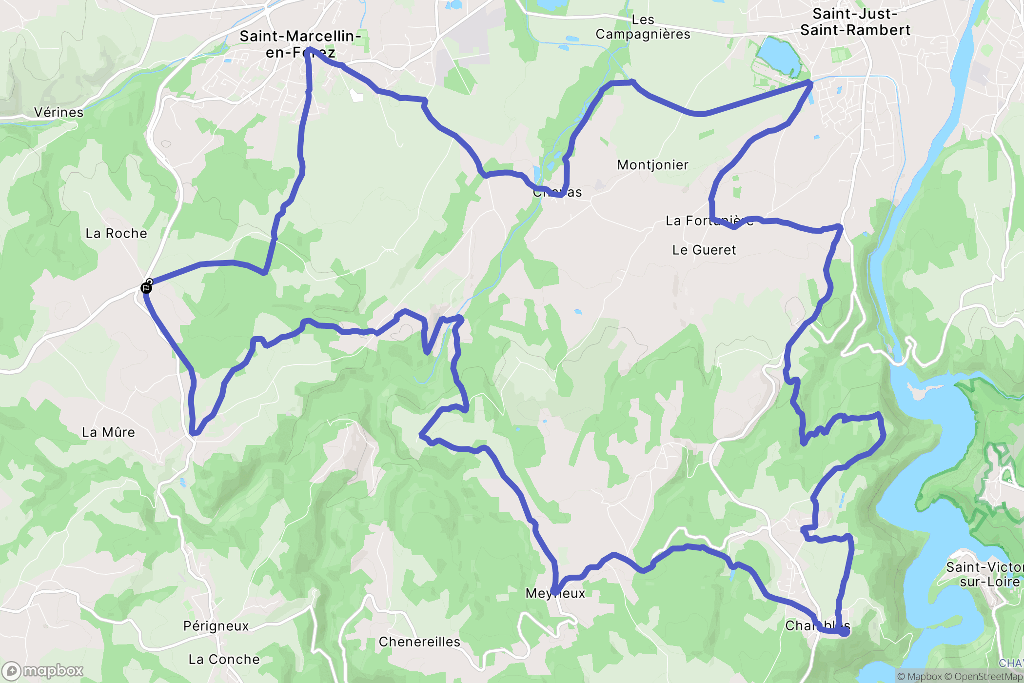 Saint-Marcellin-en-Forez : carte du parcours de randonnée - France