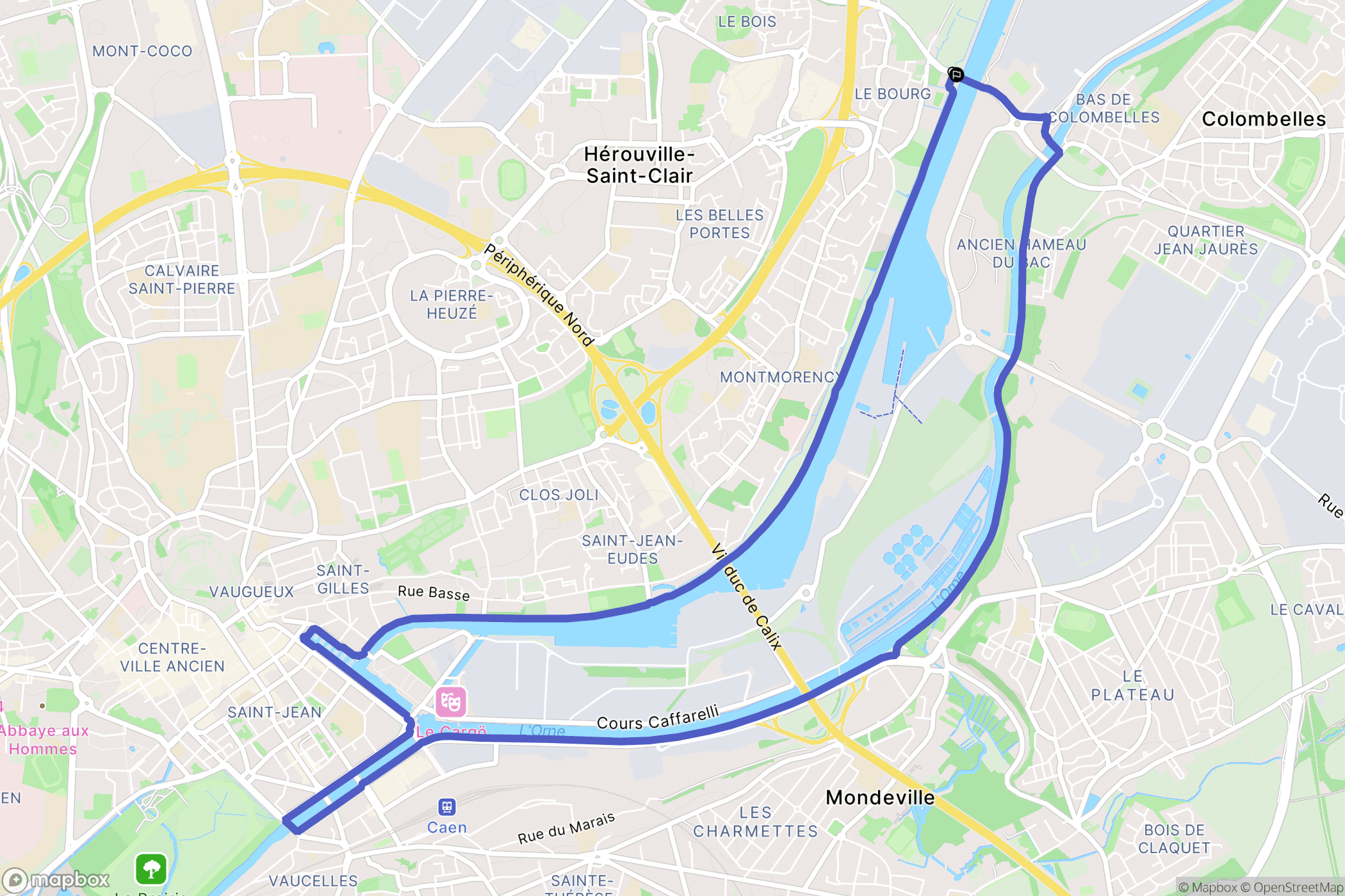 Hérouville-Saint-Clair : carte du parcours de randonnée - France