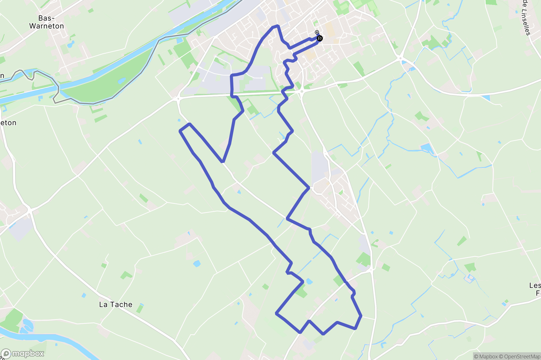 Comines : carte du parcours de randonnée - France