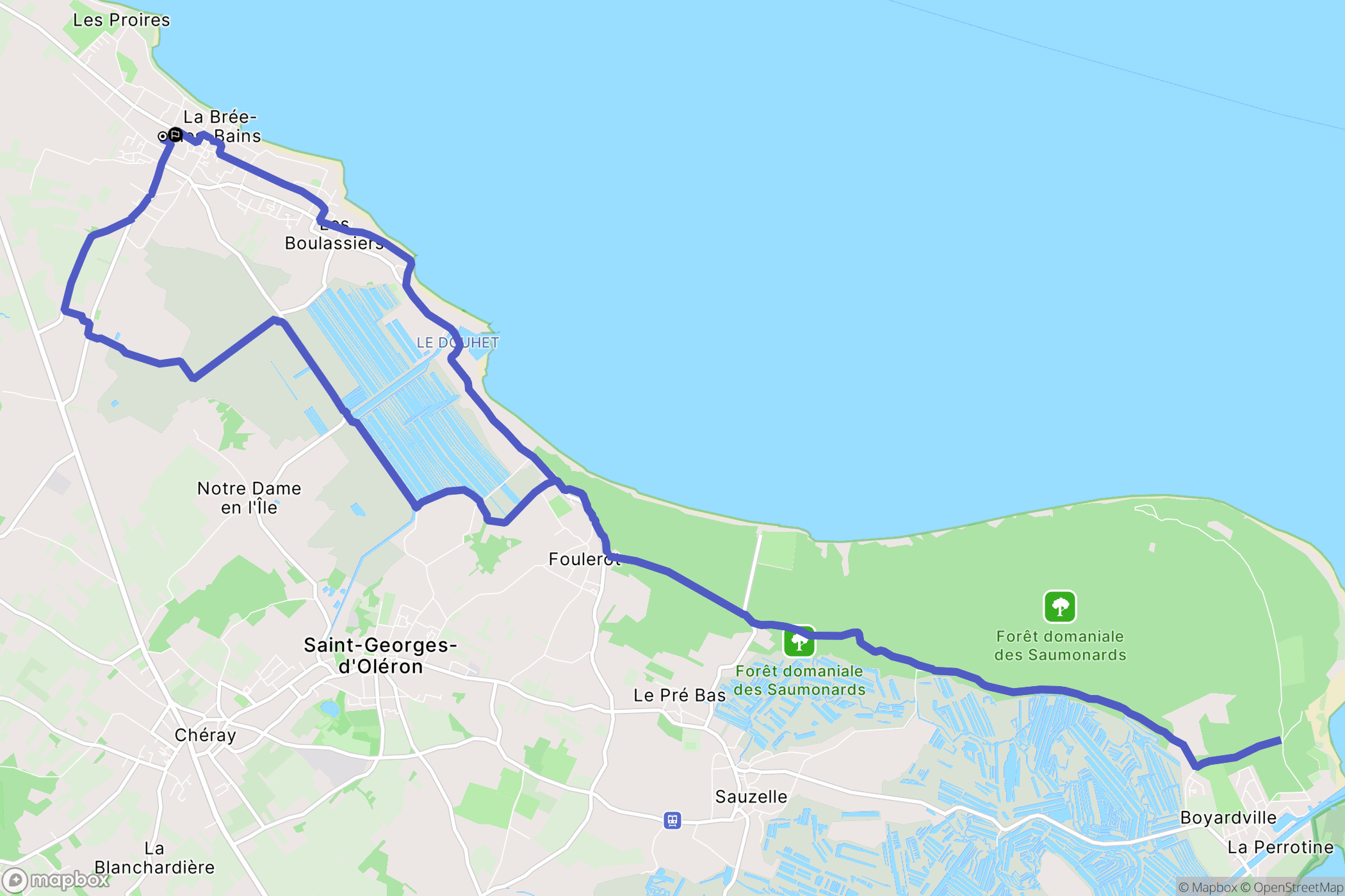 La Brée-les-Bains : carte du parcours de randonnée - France