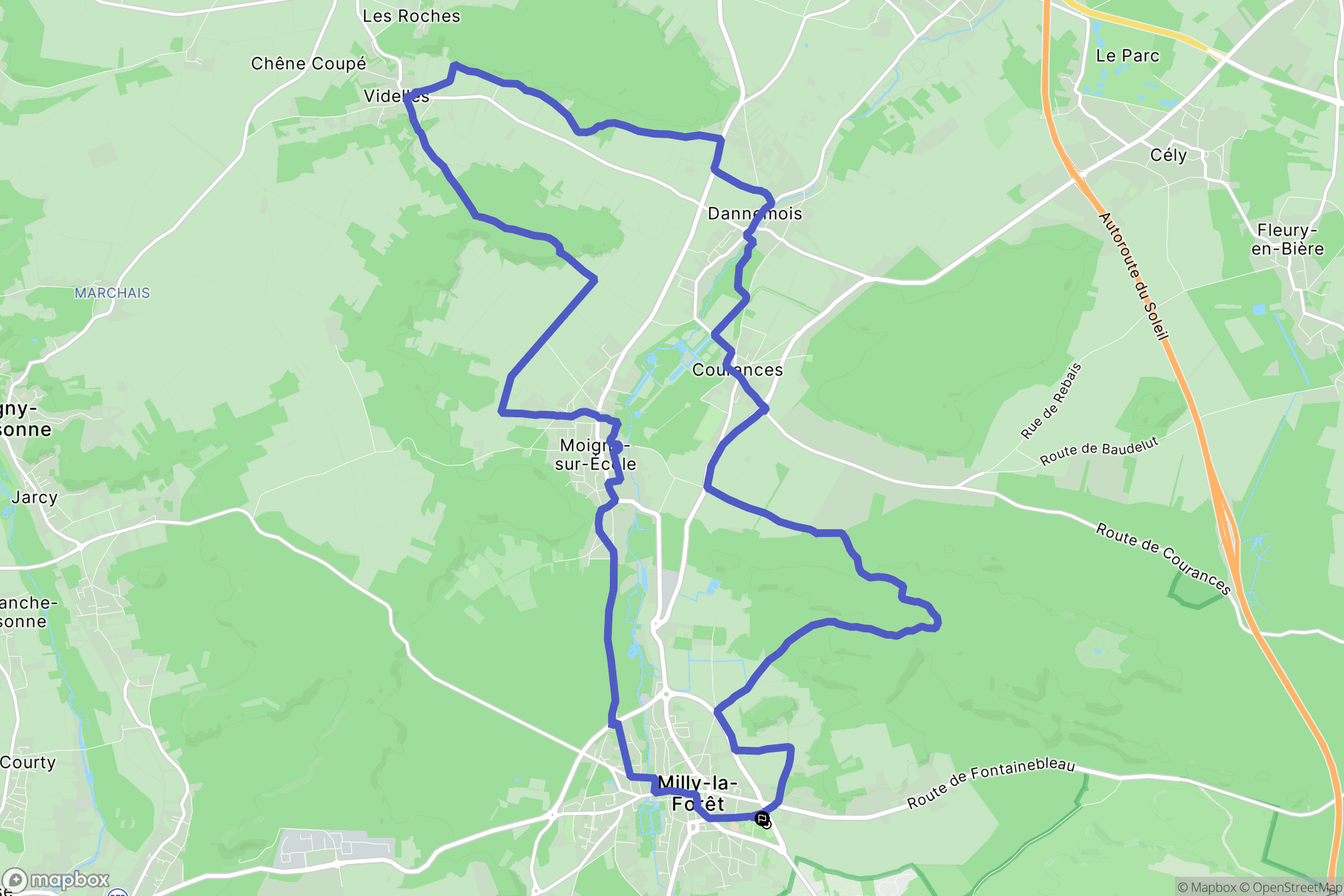 Milly-la-Forêt : carte du parcours de randonnée - France