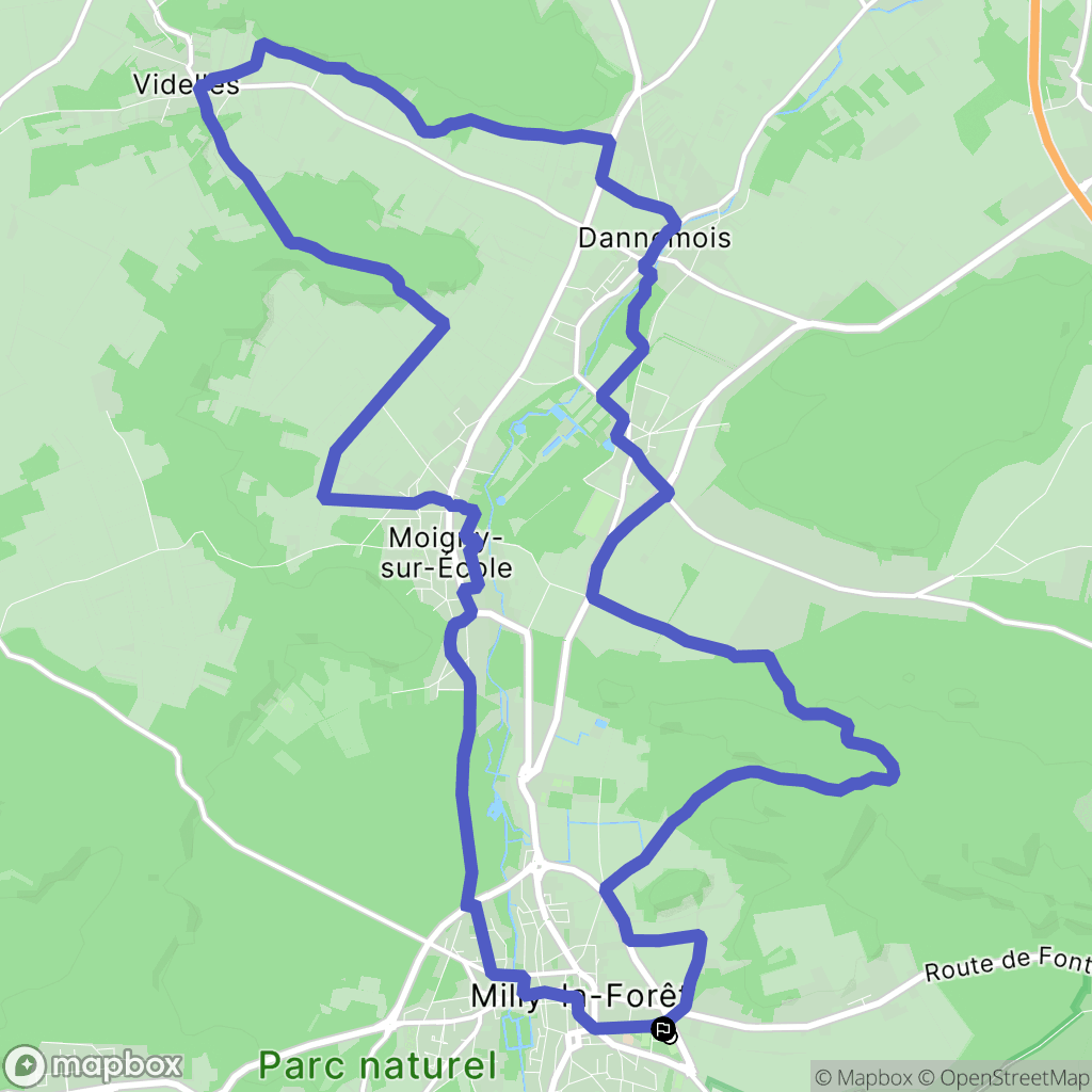 Milly-la-Forêt : carte du parcours de randonnée - France