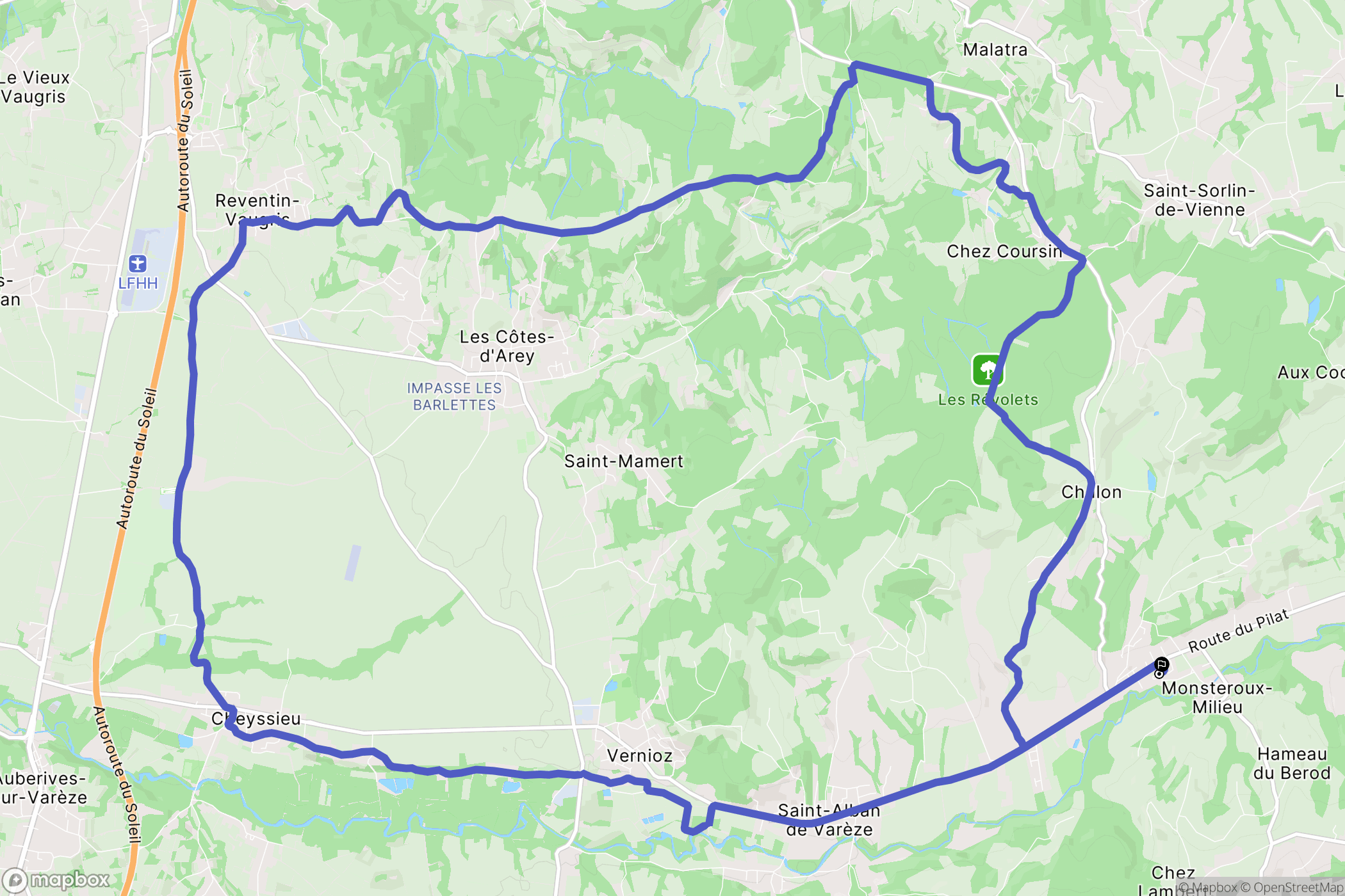 Monsteroux-Milieu : carte du parcours de randonnée - France