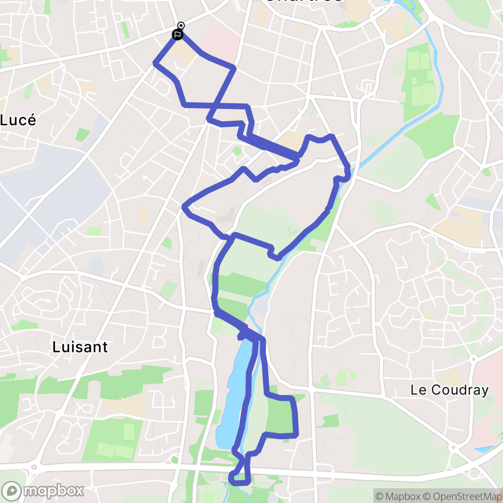 Chartres : carte du parcours de randonnée - France