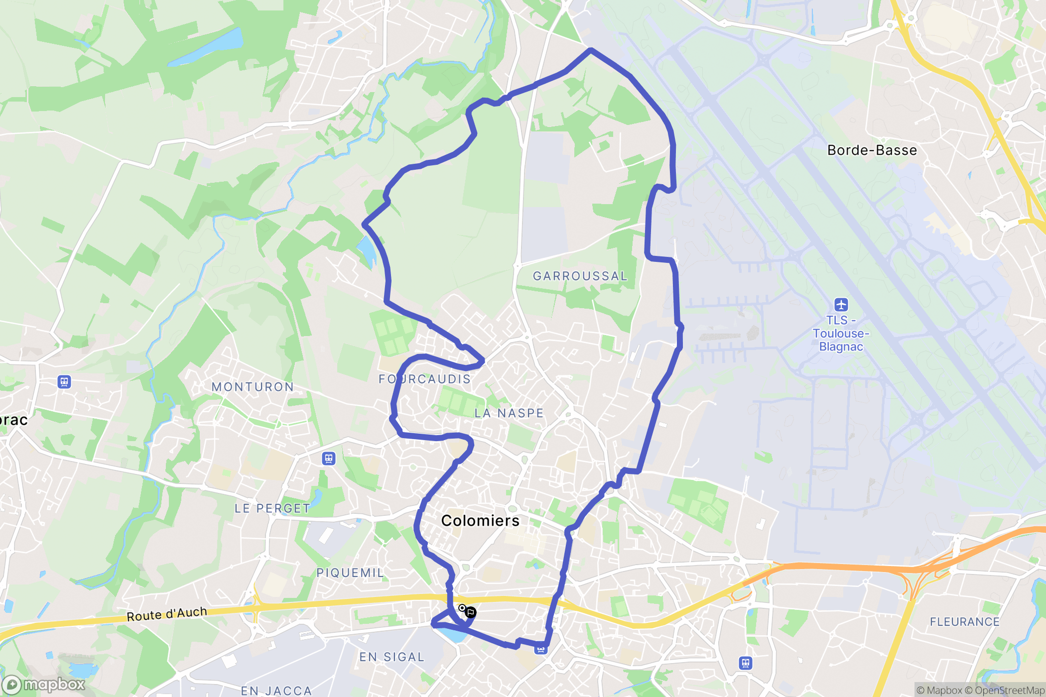 Colomiers : carte du parcours de randonnée - France
