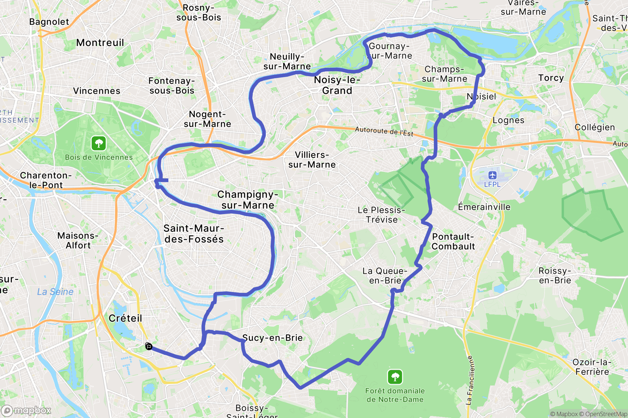 Créteil : carte du parcours de randonnée - France