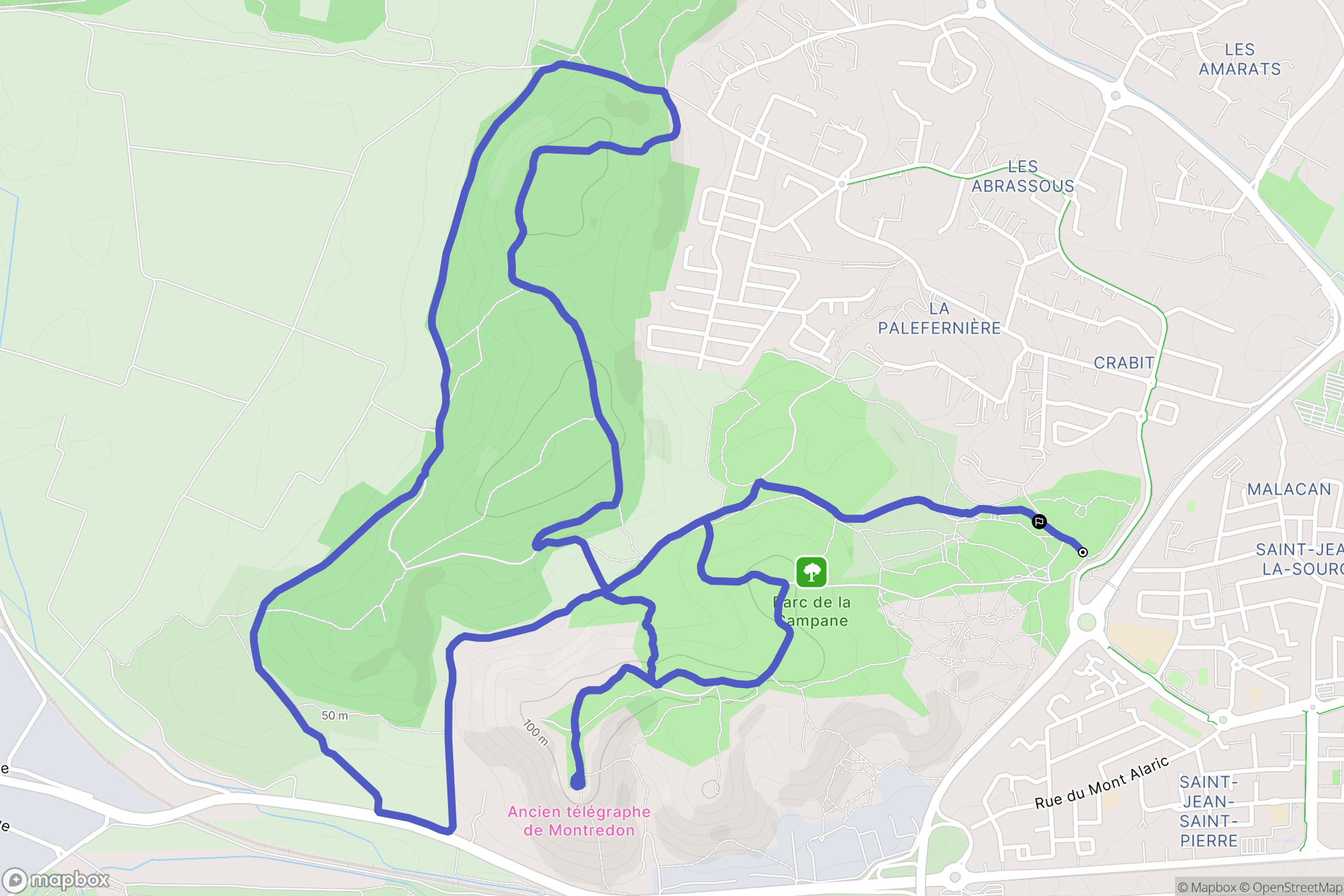 Narbonne : carte du parcours de randonnée - France