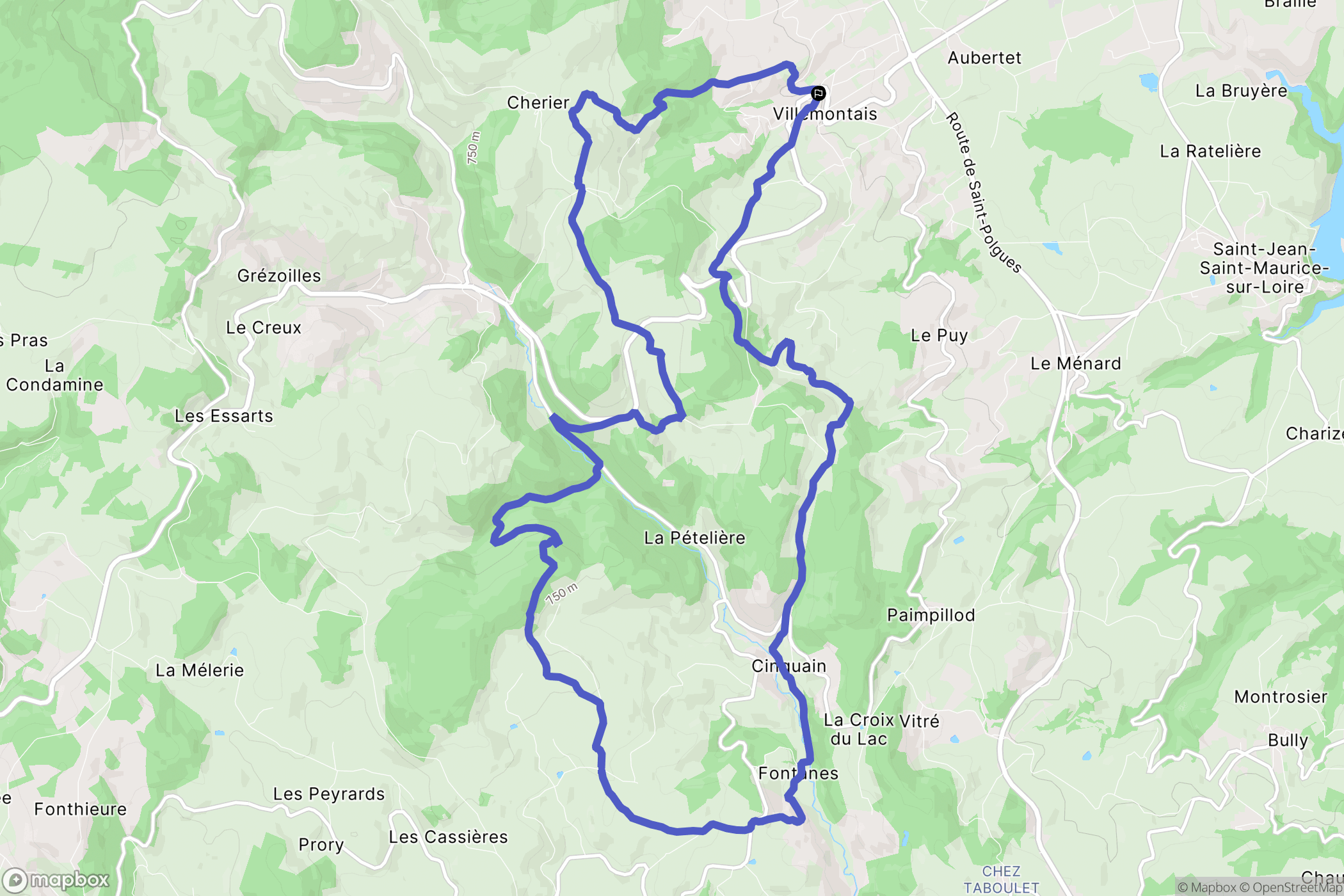 Villemontais : carte du parcours de randonnée - France