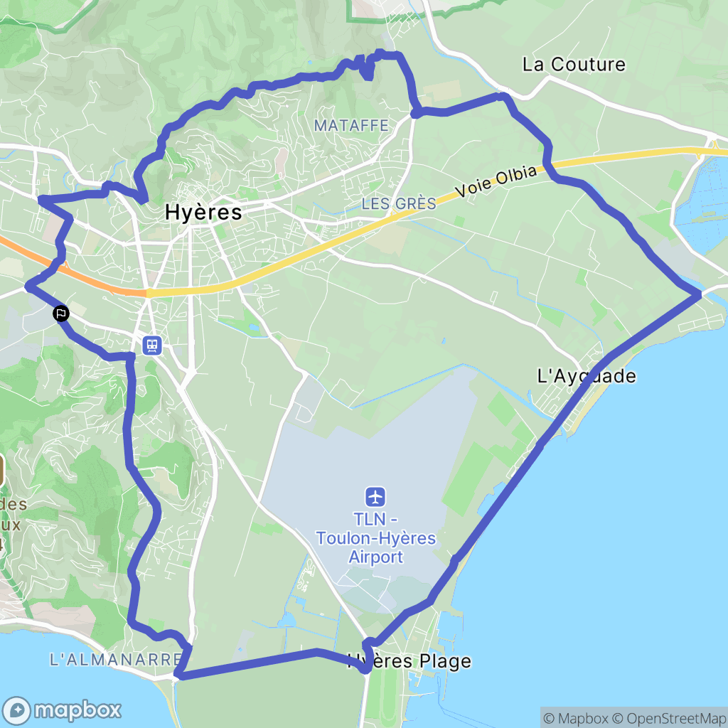 Hyères : carte du parcours de randonnée - France