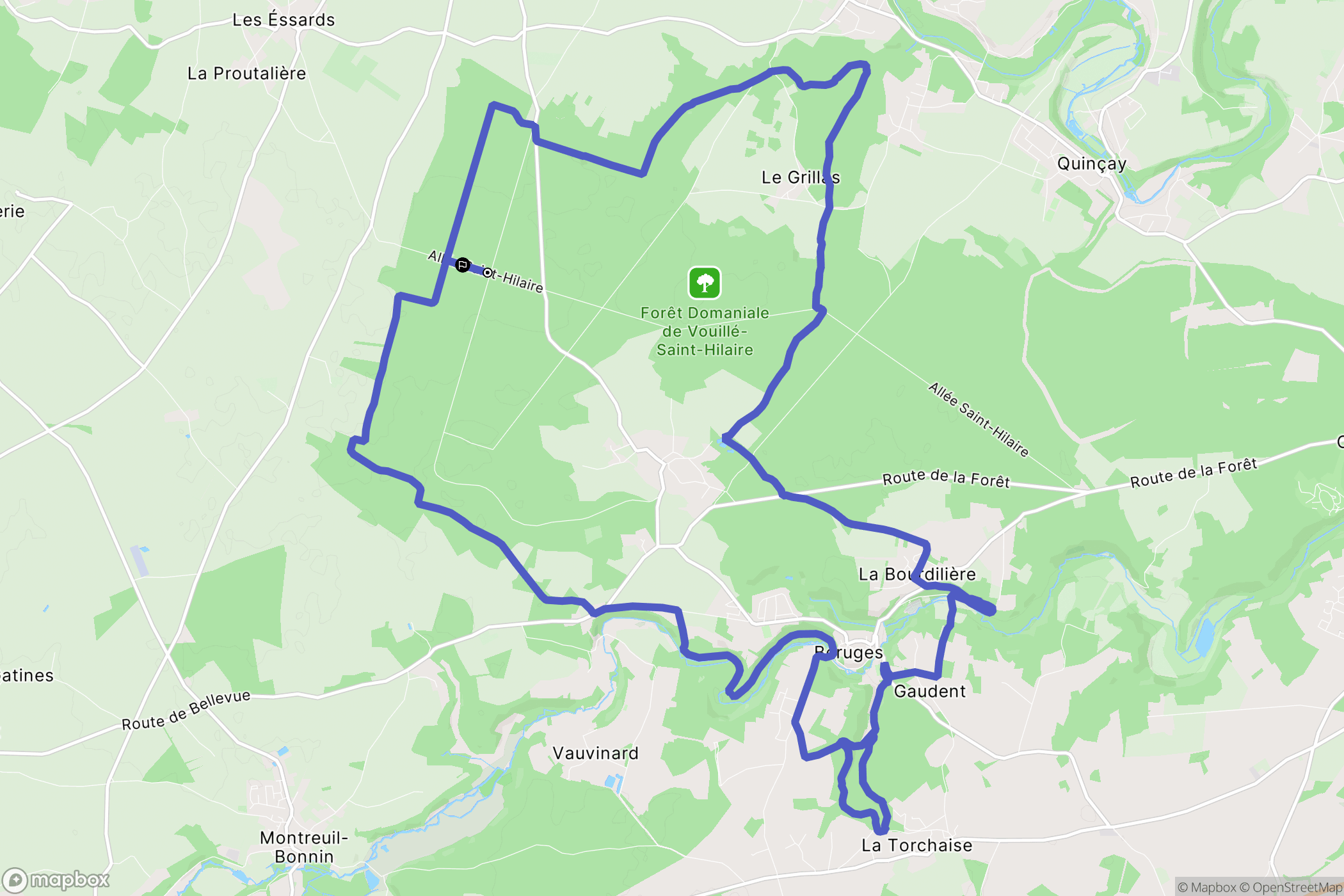 Vouillé : carte du parcours de randonnée - France